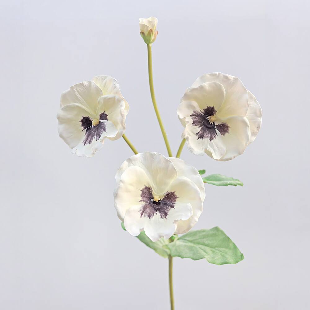Prestige Botanicals 21" Faux White Pansy Stem