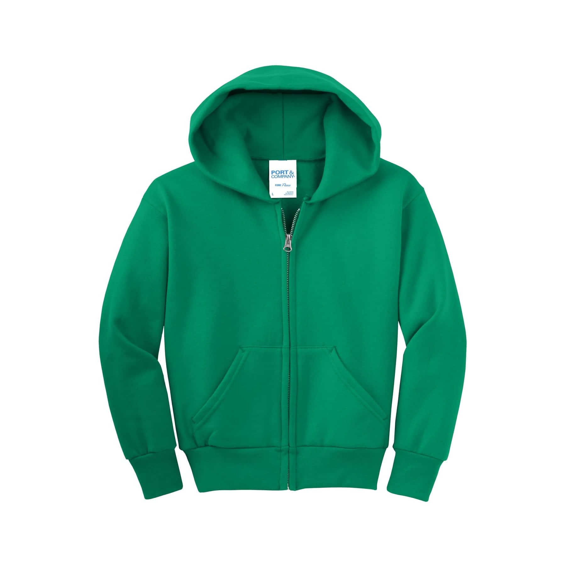 Port & Company® Youth Core Fleece Full-Zip Hooded Sweatshirt