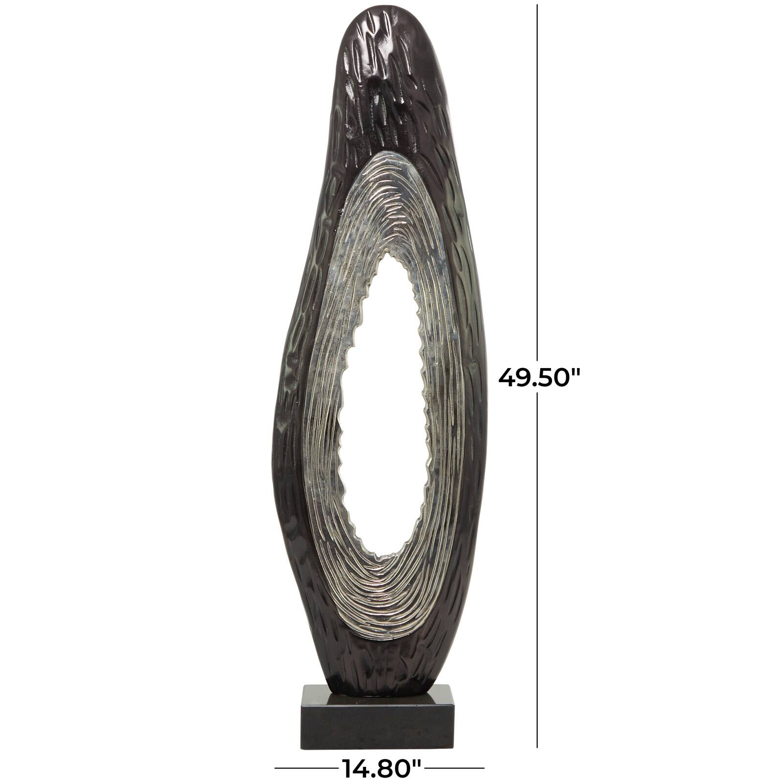 49.5" Abstract Aluminum & Marble Teardrop Sculpture