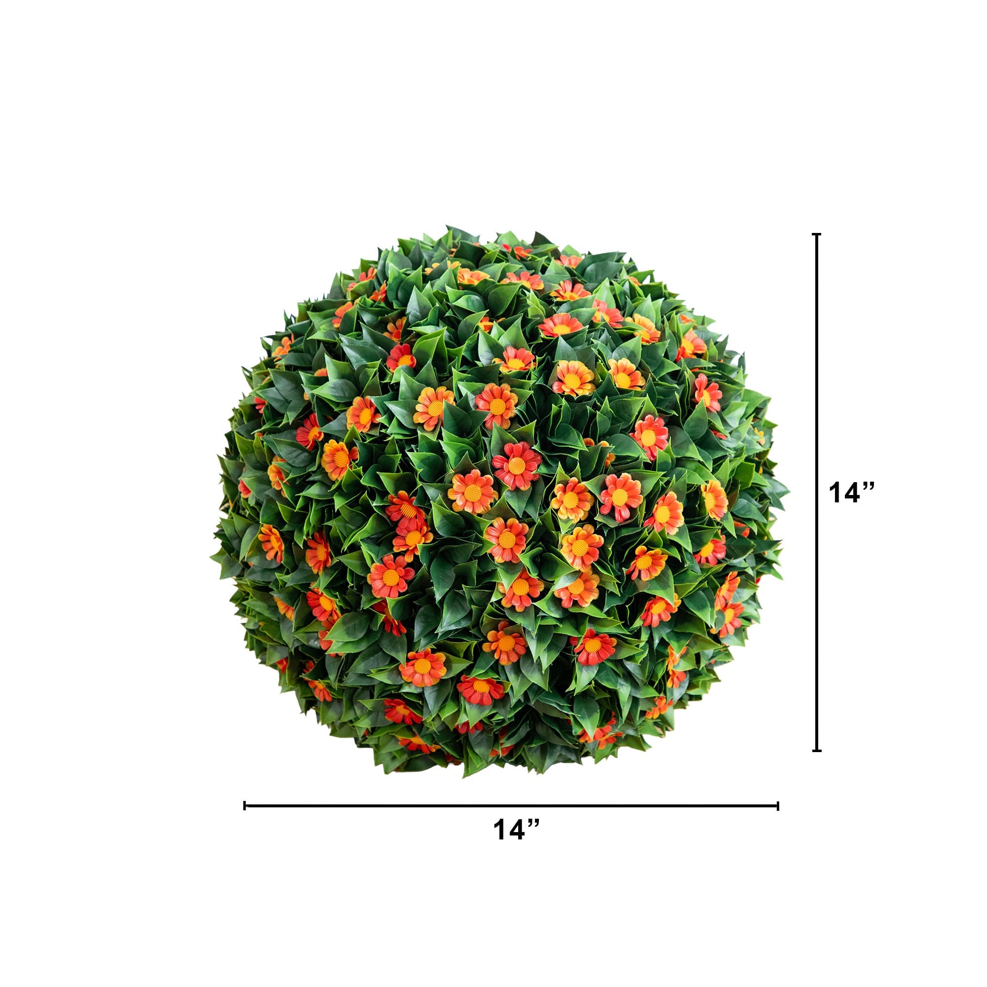 15" UV Resistant Artificial Flowering Daisy Boxwood Ball