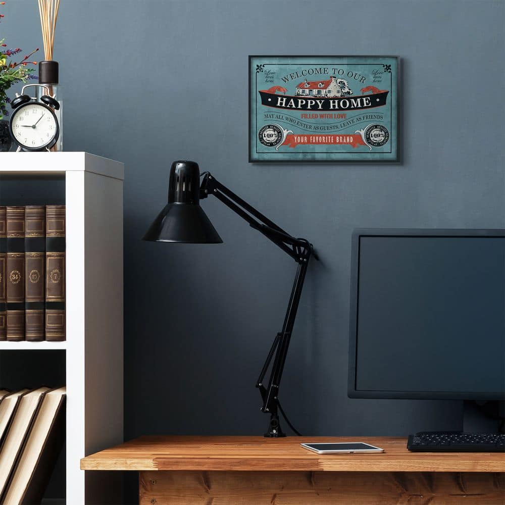 Stupell Industries Happy Home Wall Art in Black Frame
