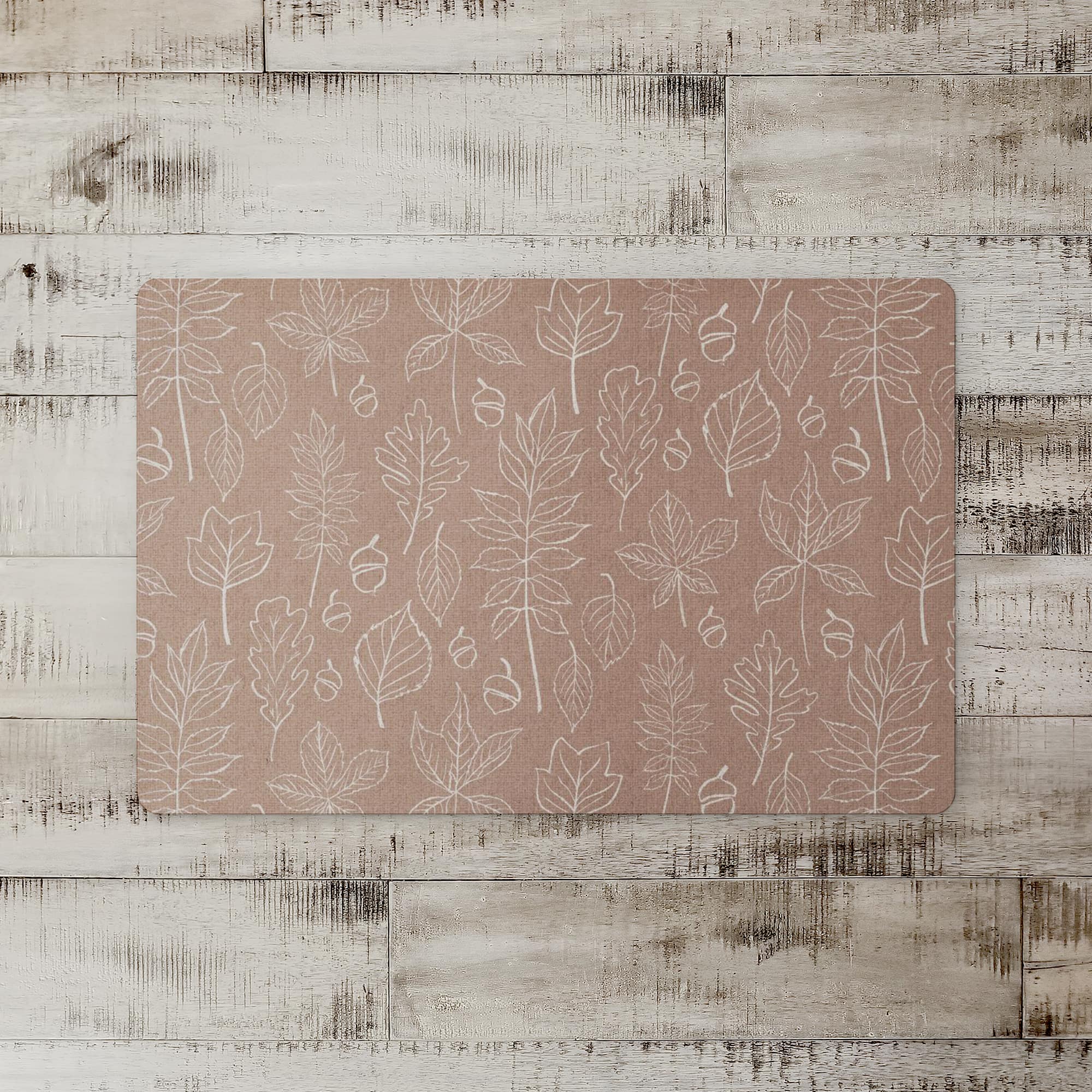 Dusty Rose Leaf Pattern Floor Mat