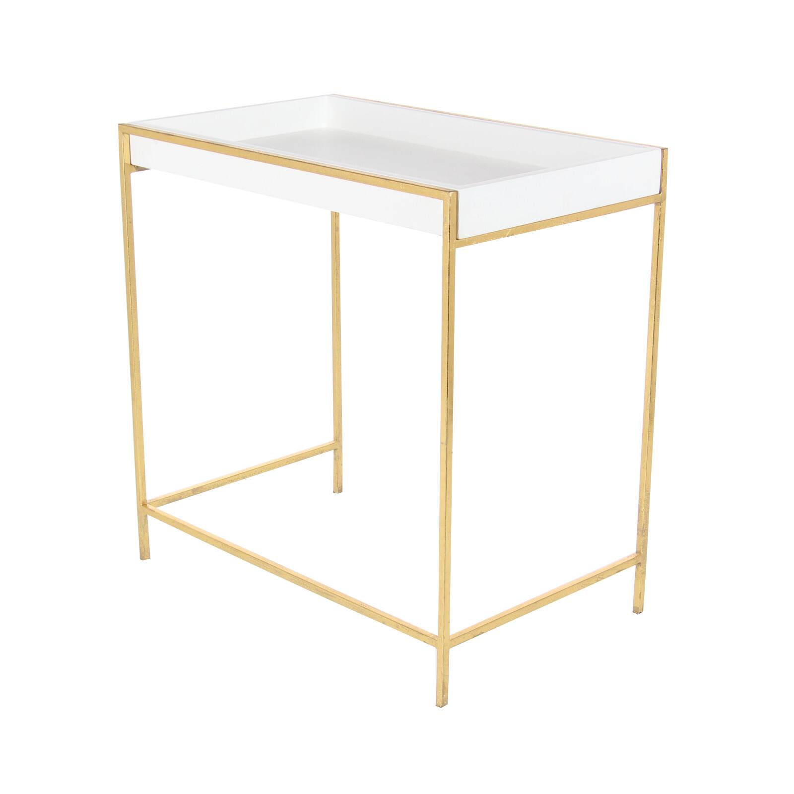 Set of 2 Gold Metal Contemporary Console Table, 22", 20"