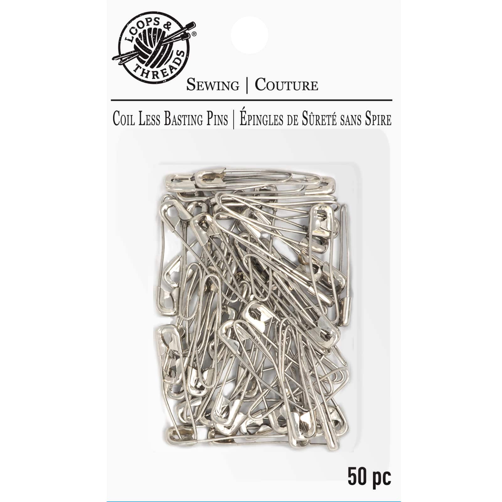 12 Packs: 50 ct. (600 total) Coil Less Basting Pins by Loops & Threads®