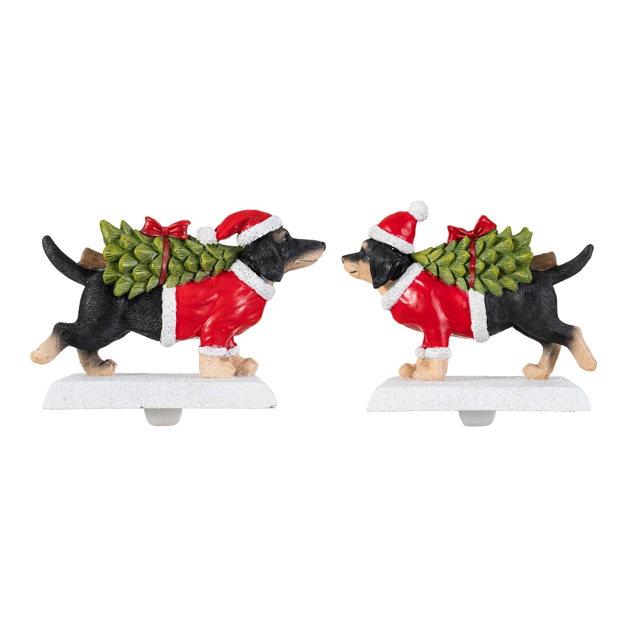 Glitzhome® Set of 2 Resin Dachshund Stocking Holders