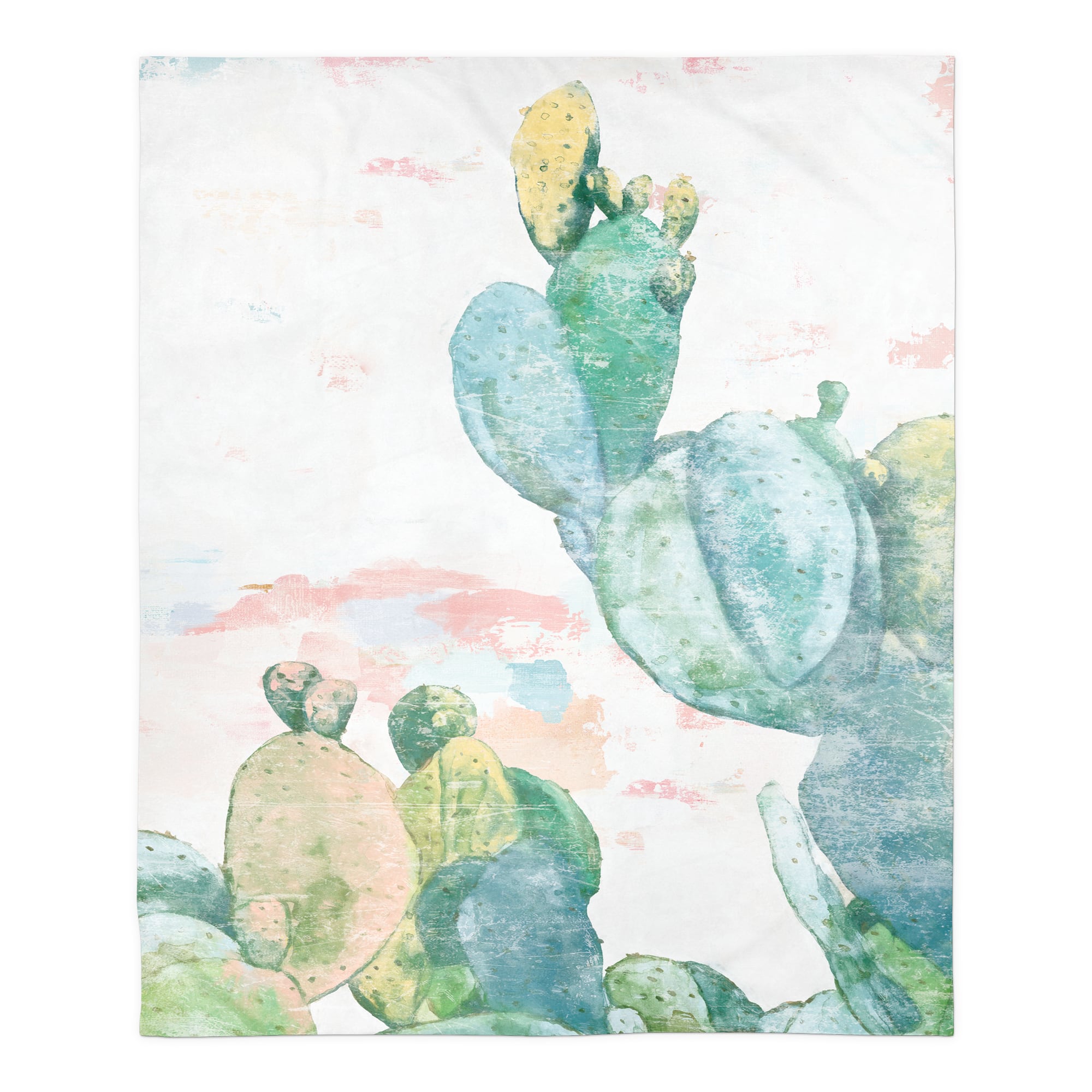 Funky Cactus Print 50" x 60" Coral Fleece Blanket