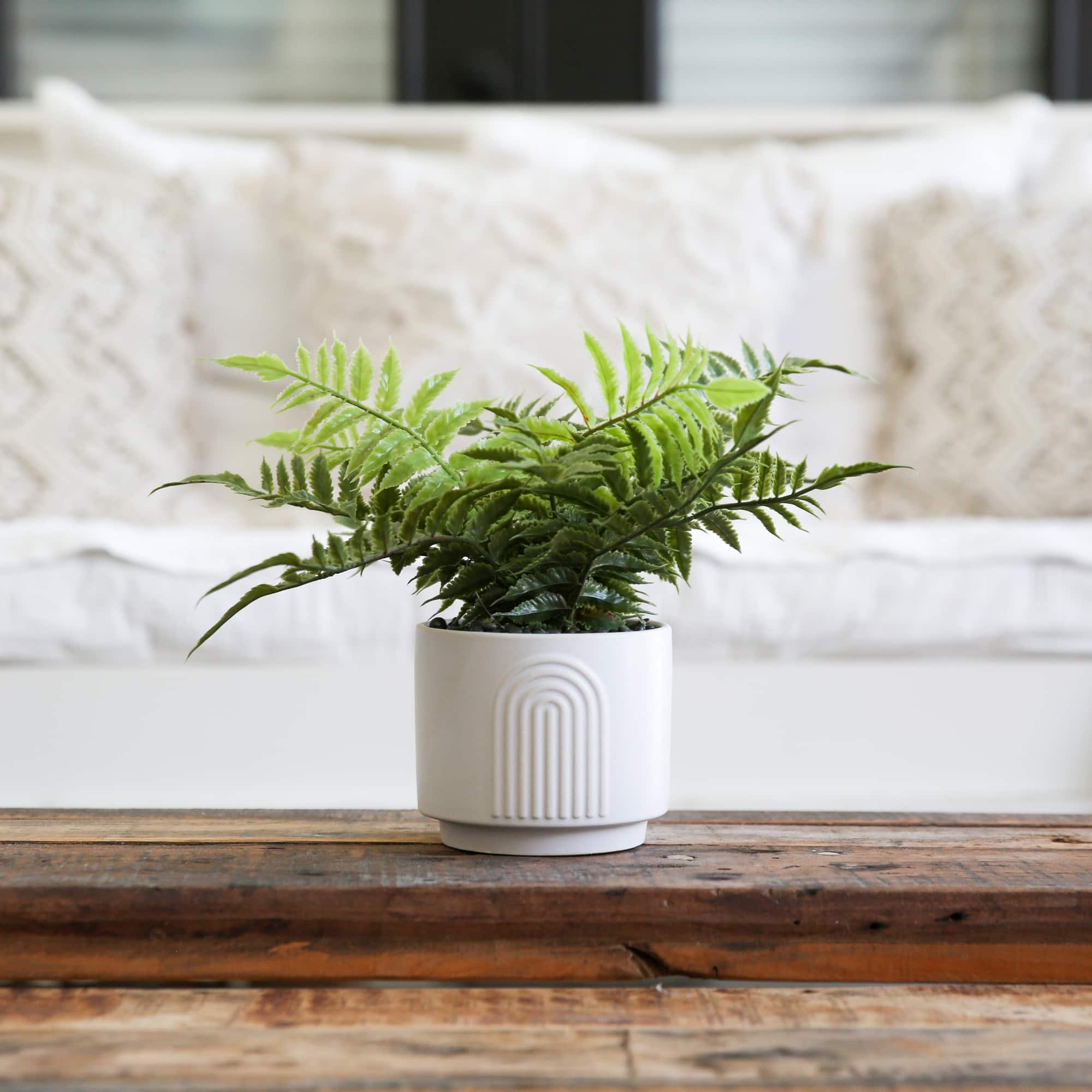 13" Artificial Boston Fern Plant with Decorative Planter 