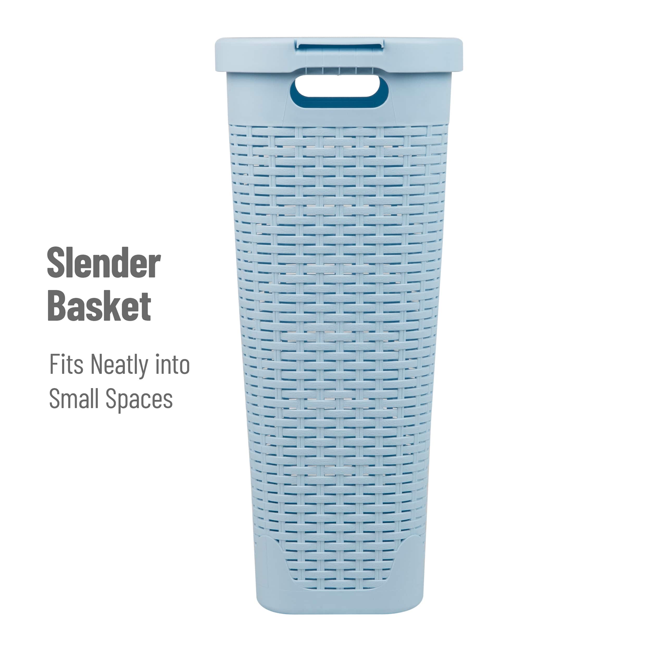 Mind Reader 40L Slim Plastic Wicker Laundry Hamper
