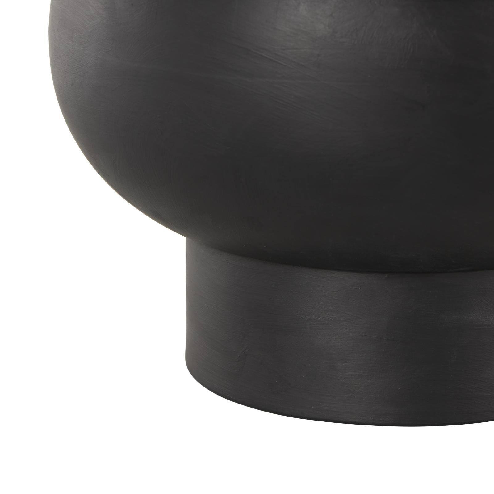 11.5" Black Wide Abstract Floral Ceramic Vase with Layered Petals