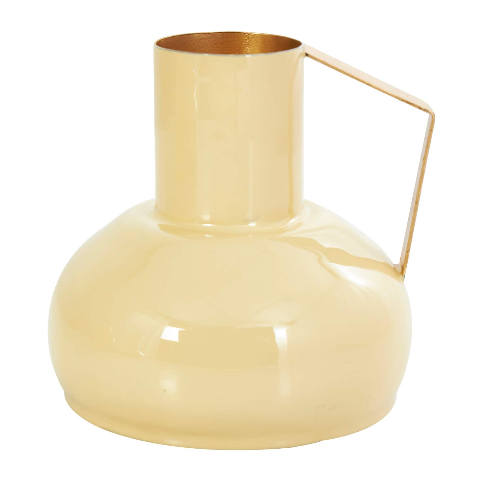 CosmoLiving by Cosmopolitan Yellow Metal Abstract Enameled Vase with Gold Handle Set