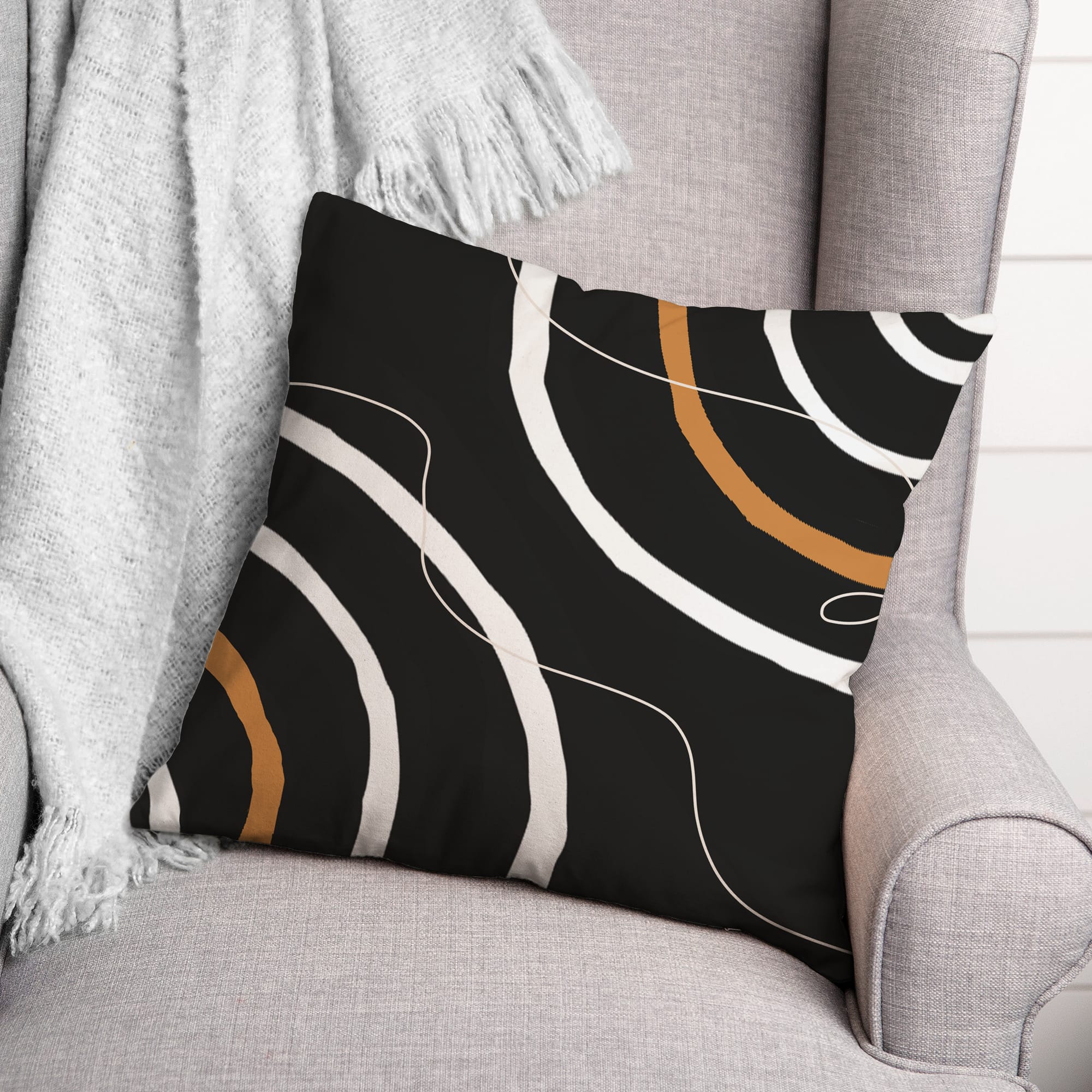 Lines On Black Background 18" x 18" Throw Pillow