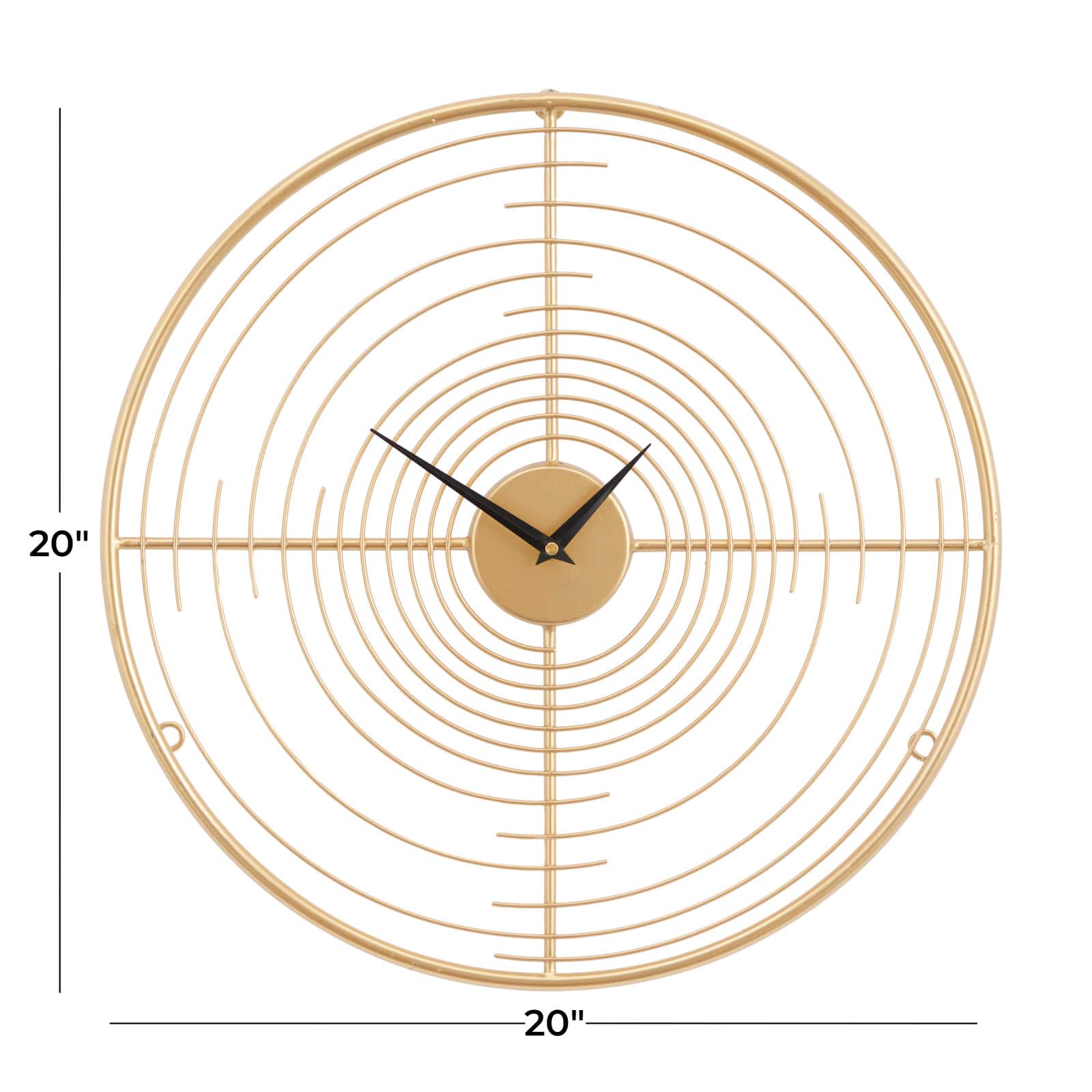 Gold Iron Contemporary Wall Clock, 20" x 20" x 2"