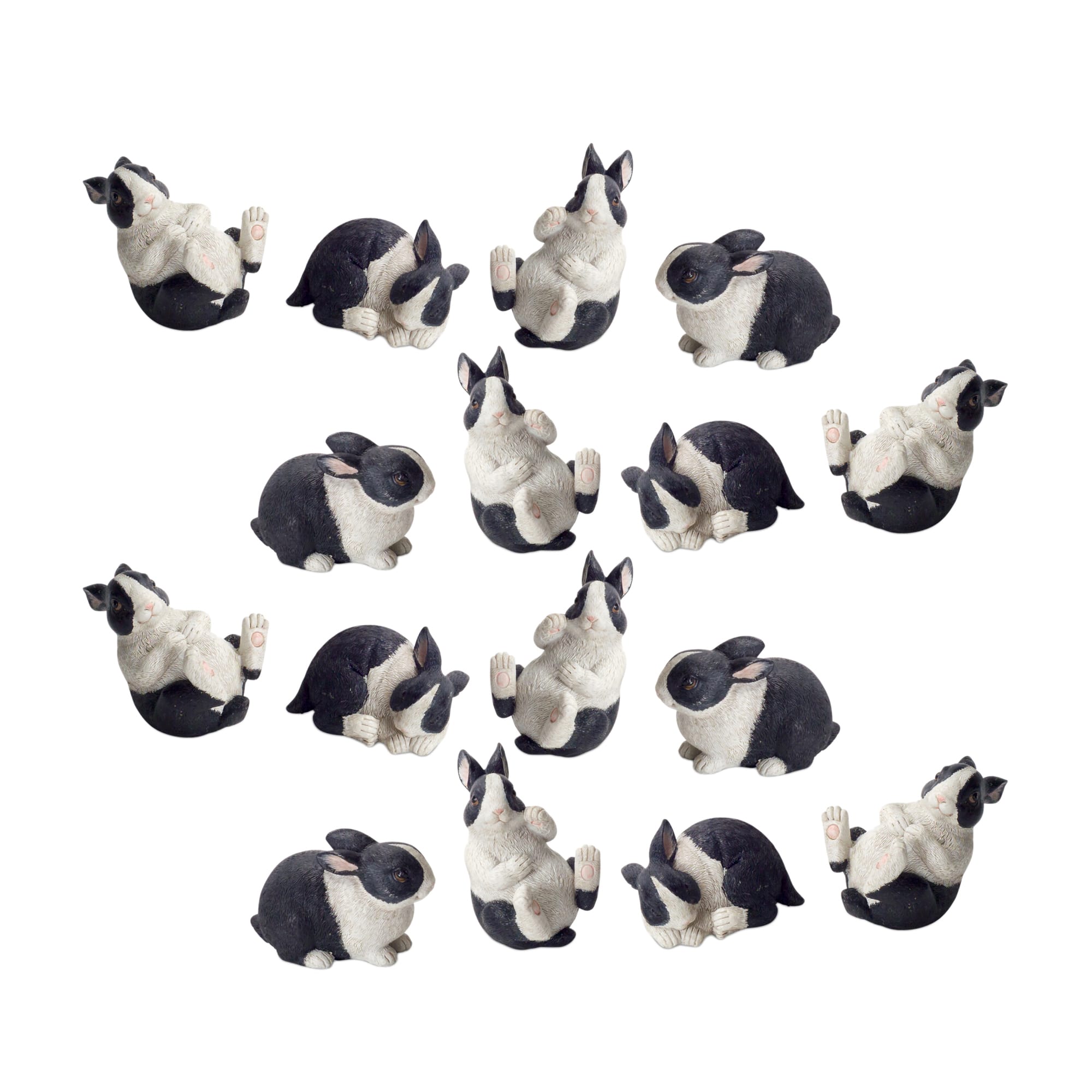 Black & White Playful Rabbit Figurine, 16ct.
