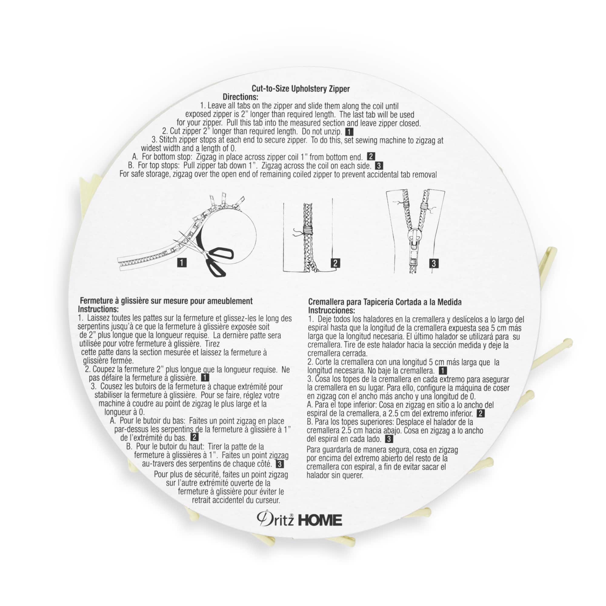 Dritz® Home Cream Cut-To-Size Upholstery Zipper, 3.25yd.