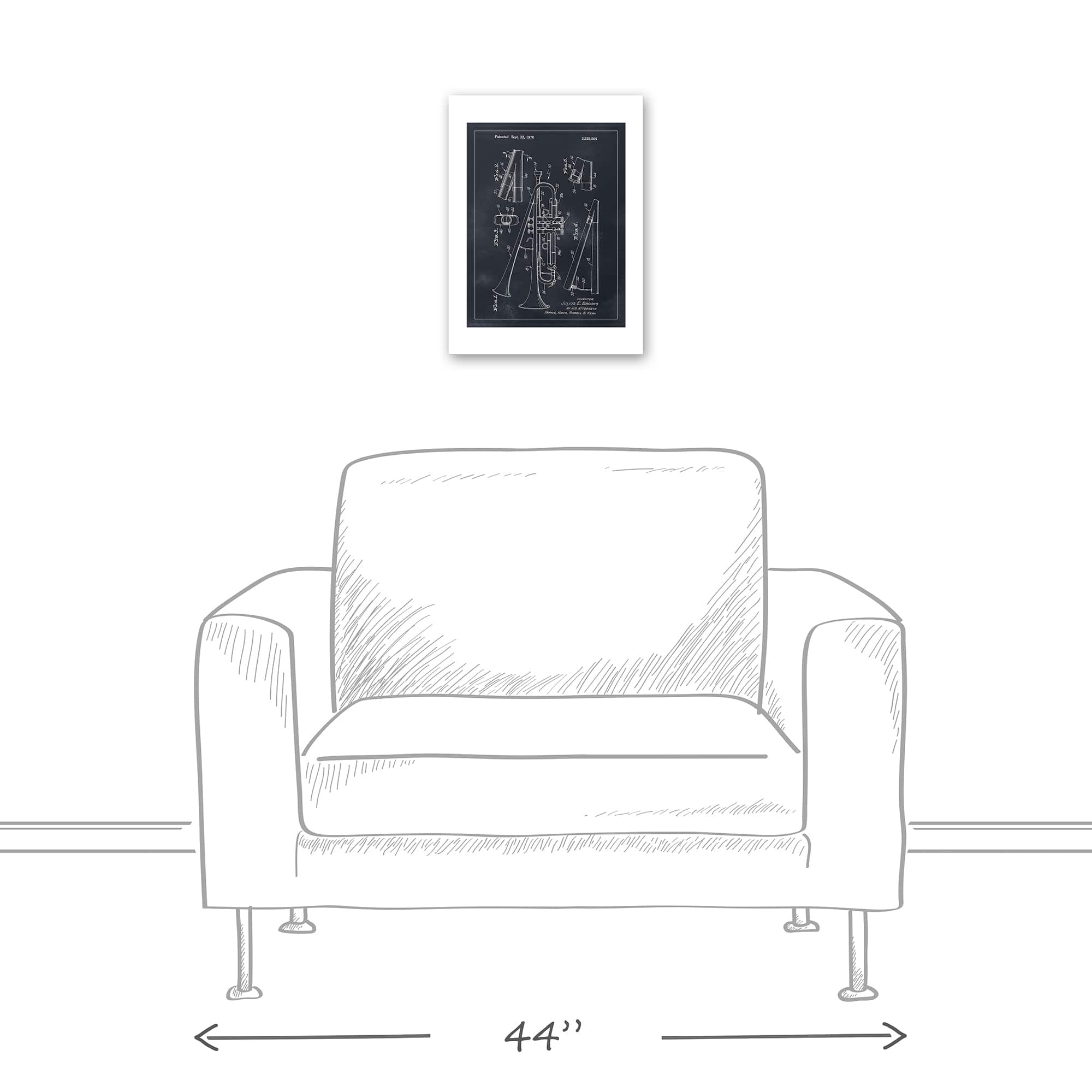 Dual Bell Trumpet Patent 12" x 16" Canvas Wall Art