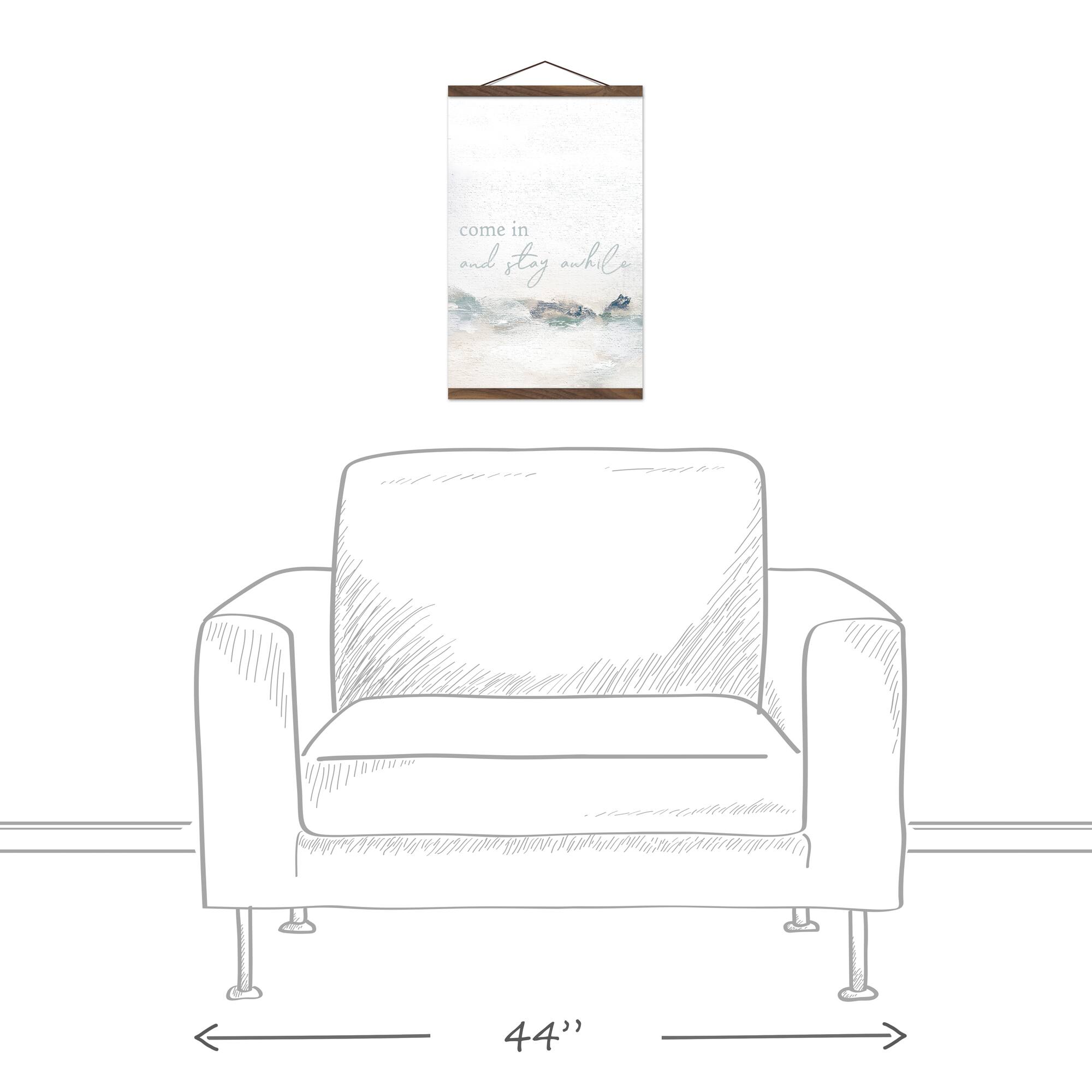 Stay Awhile Abstract Teak Hanging Canvas