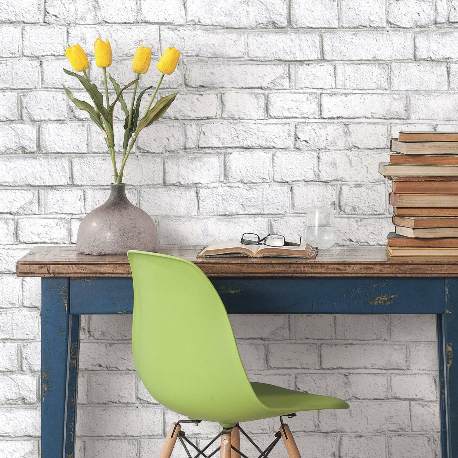 RoomMates White Brick Peel & Stick Wallpaper
