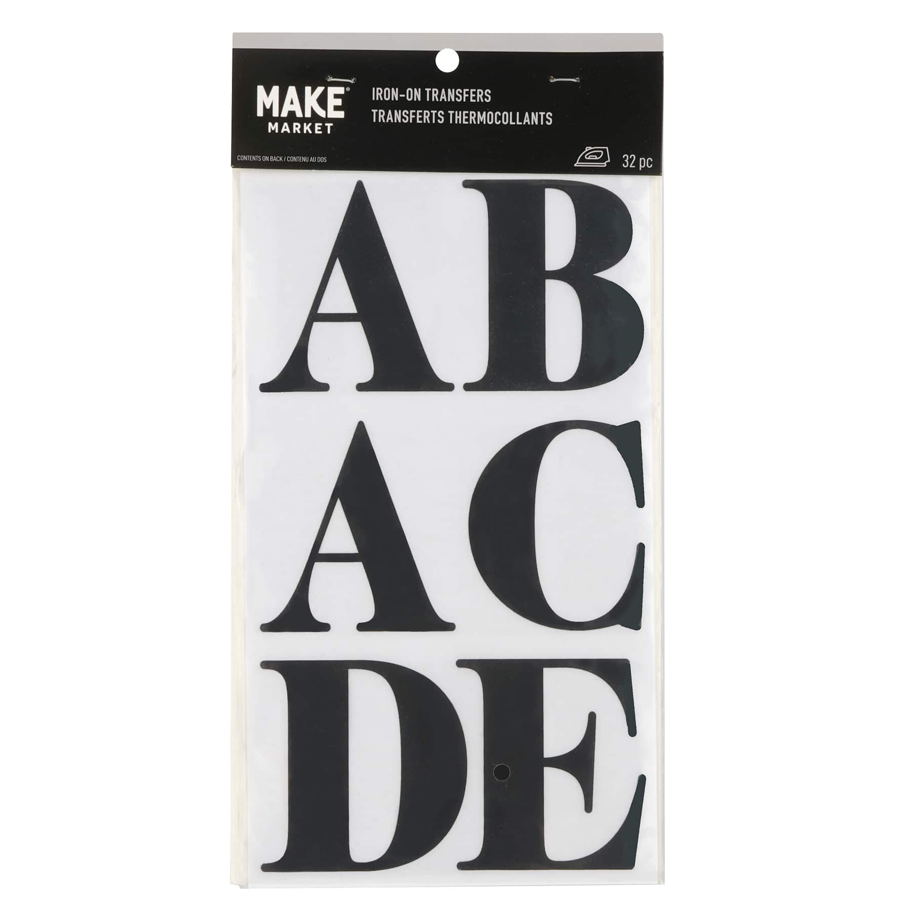6 Packs: 32 ct. (192 total) 3" Alphabet Iron-On Transfers by Make Market®