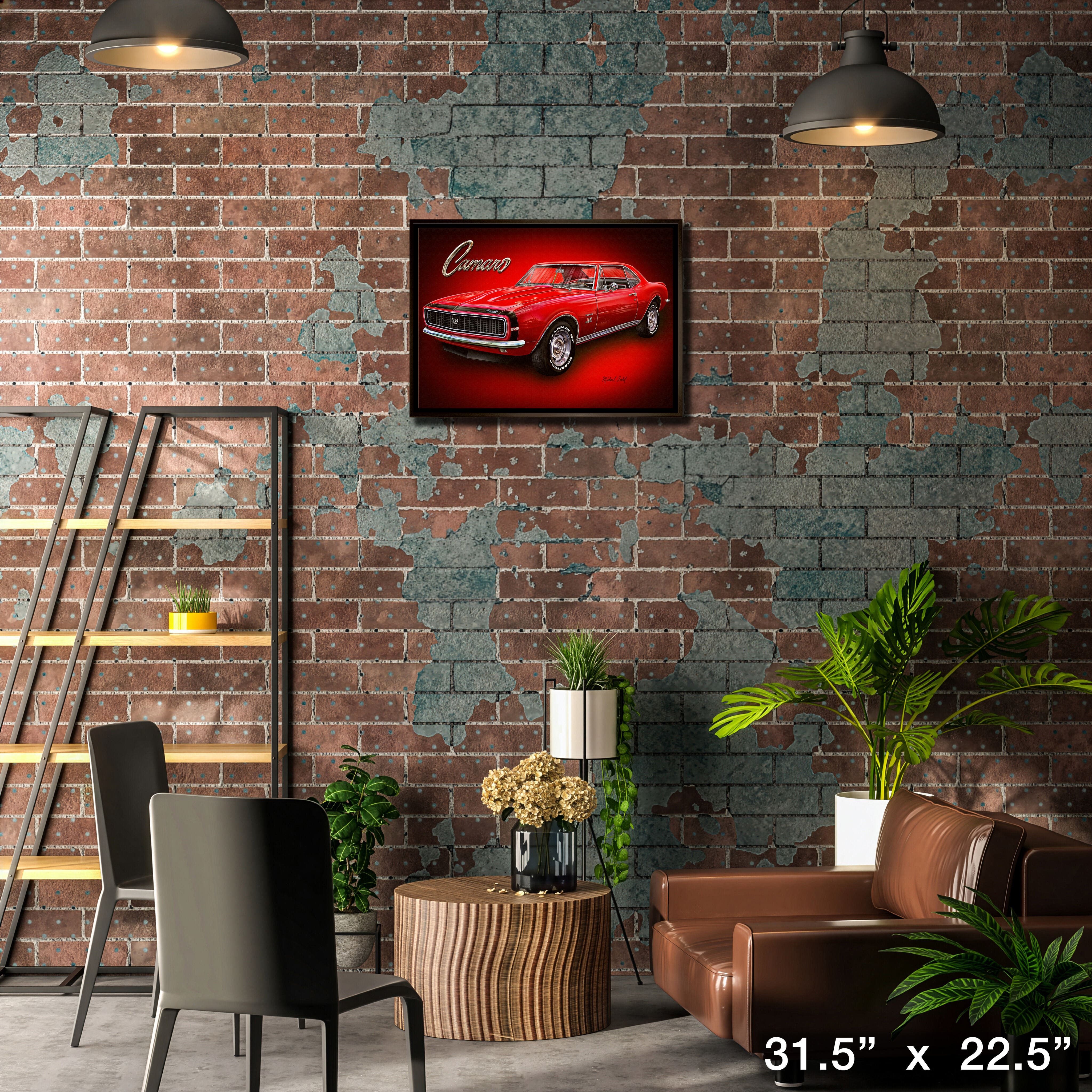 Camaro 20" x 29" Framed Canvas by Michael Fishel 31.5" x 22.5"