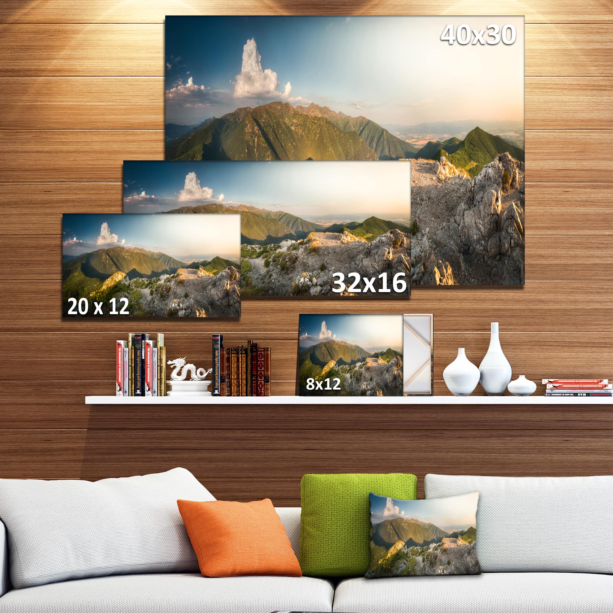 Designart - Rocky Green Mountains Panorama - Landscape Canvas Art Print