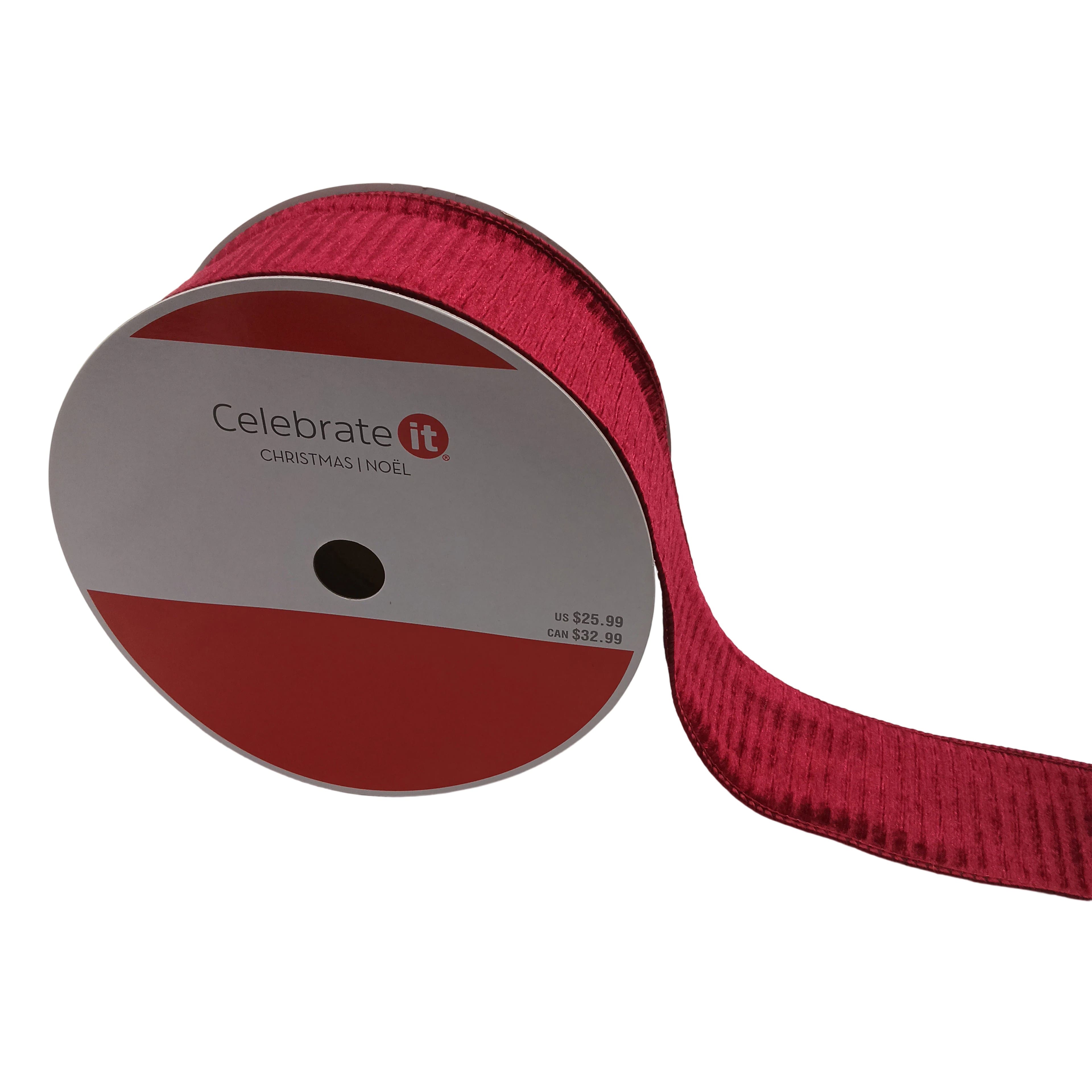 2.5" x 20yd. Burgundy Ribbed Velvet Wired Jumbo Ribbon by Celebrate It®