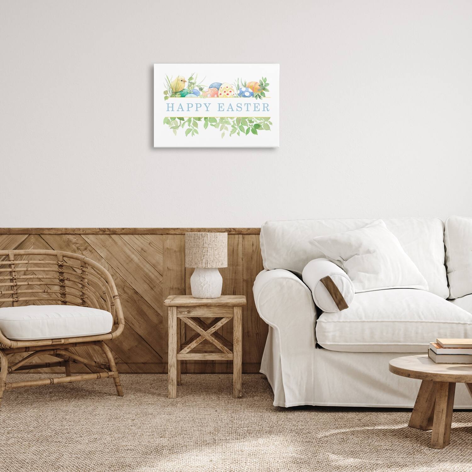 Stupell Industries Floral Happy Easter Canvas Wall Art