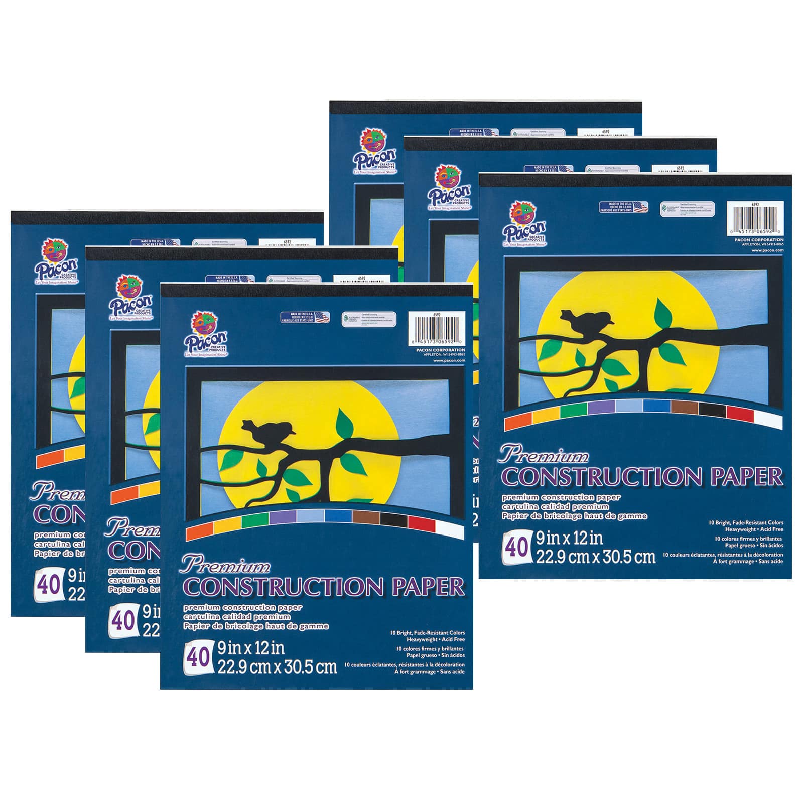 Tru-Ray® 9" x 12" Classic Colors Construction Paper Pad, 6ct.