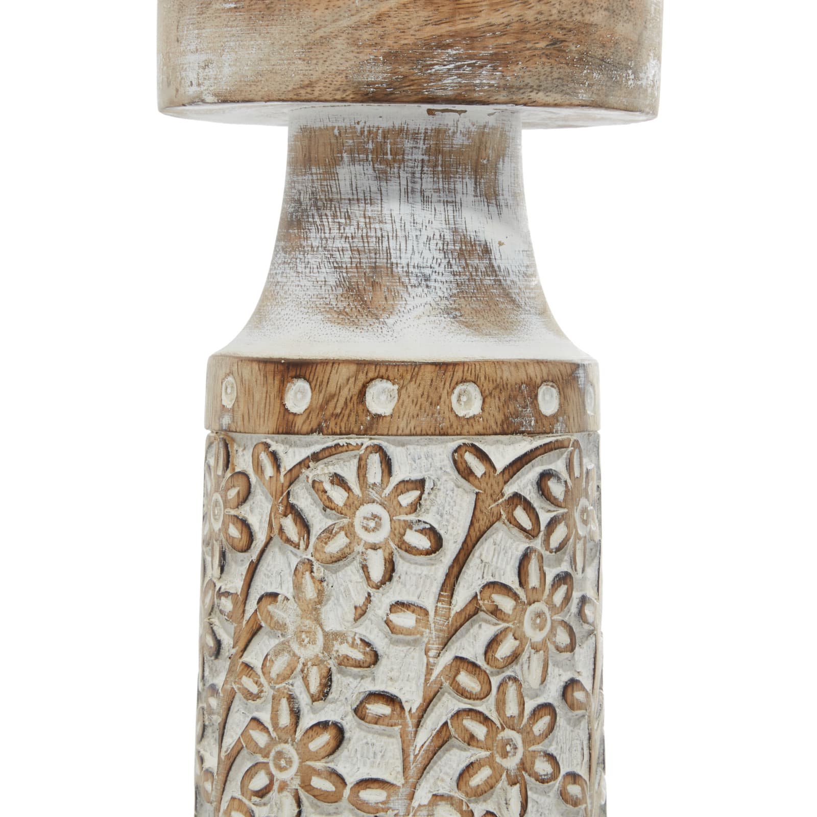 Brown Natural Mango Wood Candle Holders Set, 13", 15" & 18"