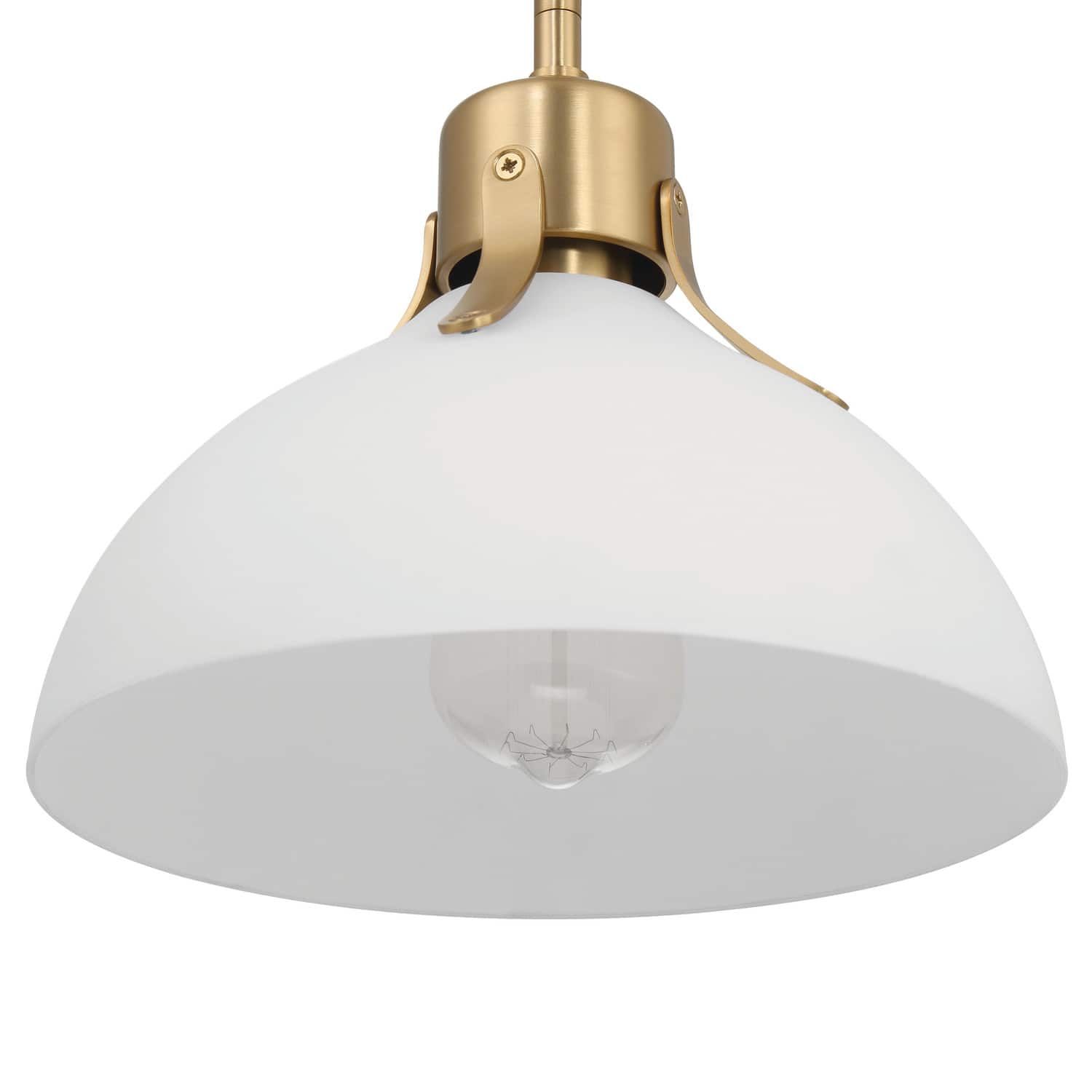 Hello Honey® Delano Gold & White Industrial Metal & Etched Glass Ceiling Light
