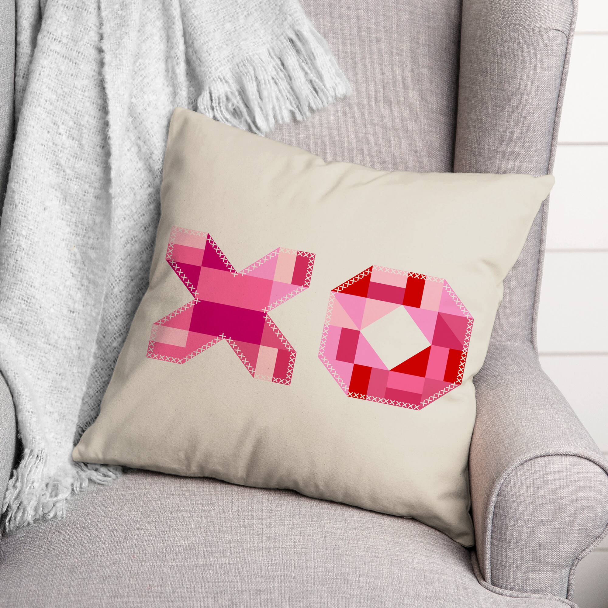 XOXO Quilt Valentine's Day Throw Pillow