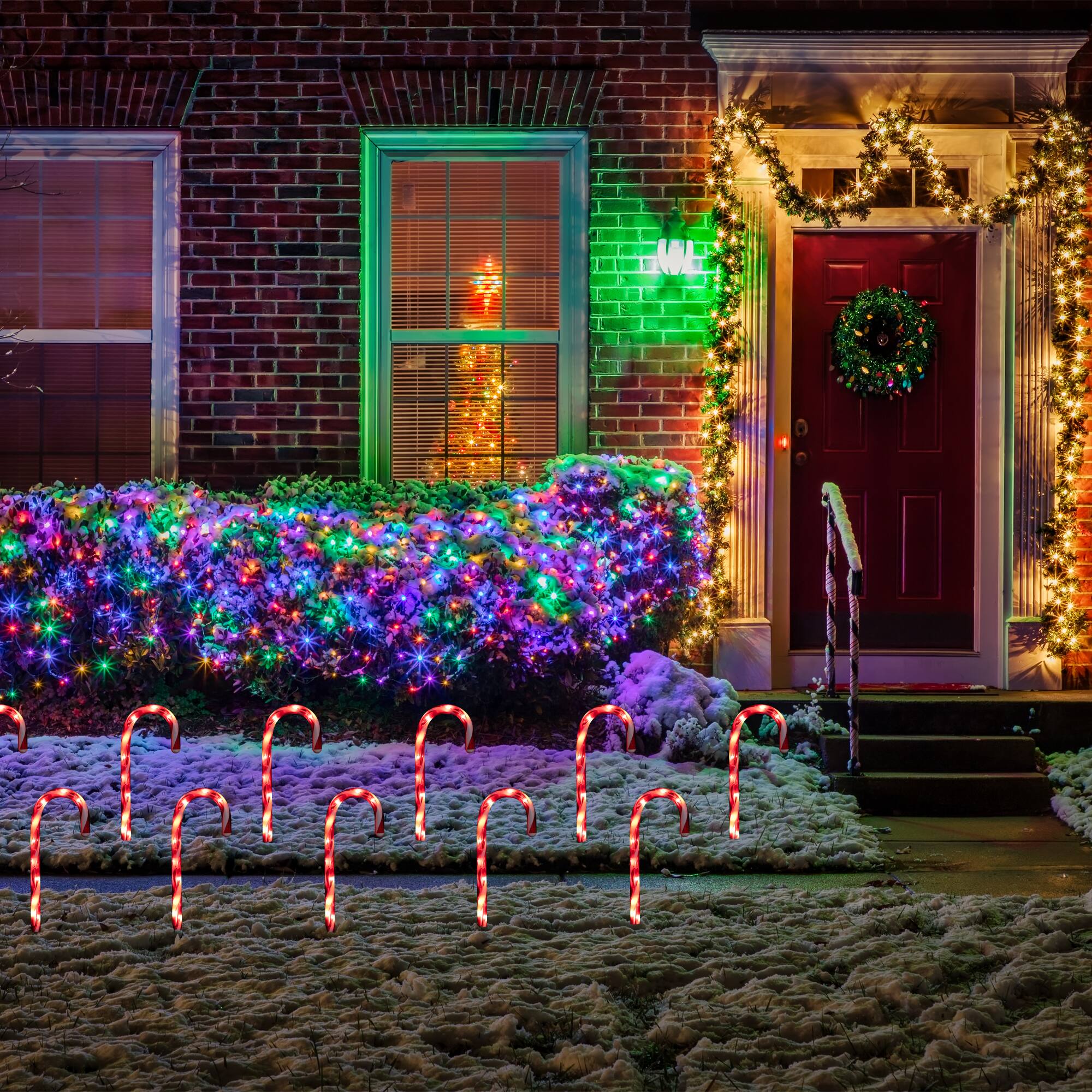 10ct. Candy Cane Lighted Christmas Pathway Markers