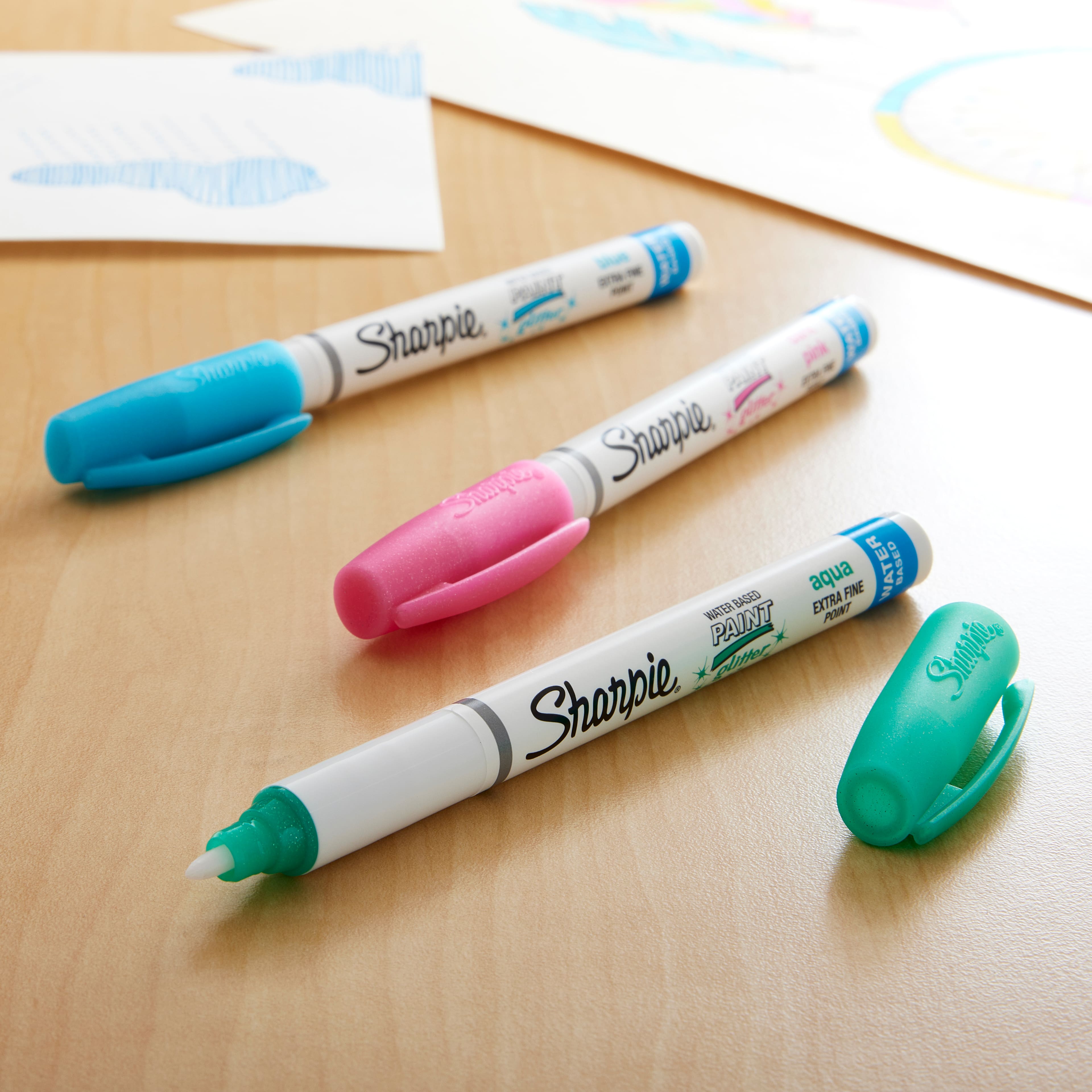 Sharpie® Water-Based Paint Markers, Extra Fine Point Glitter Pastel Set