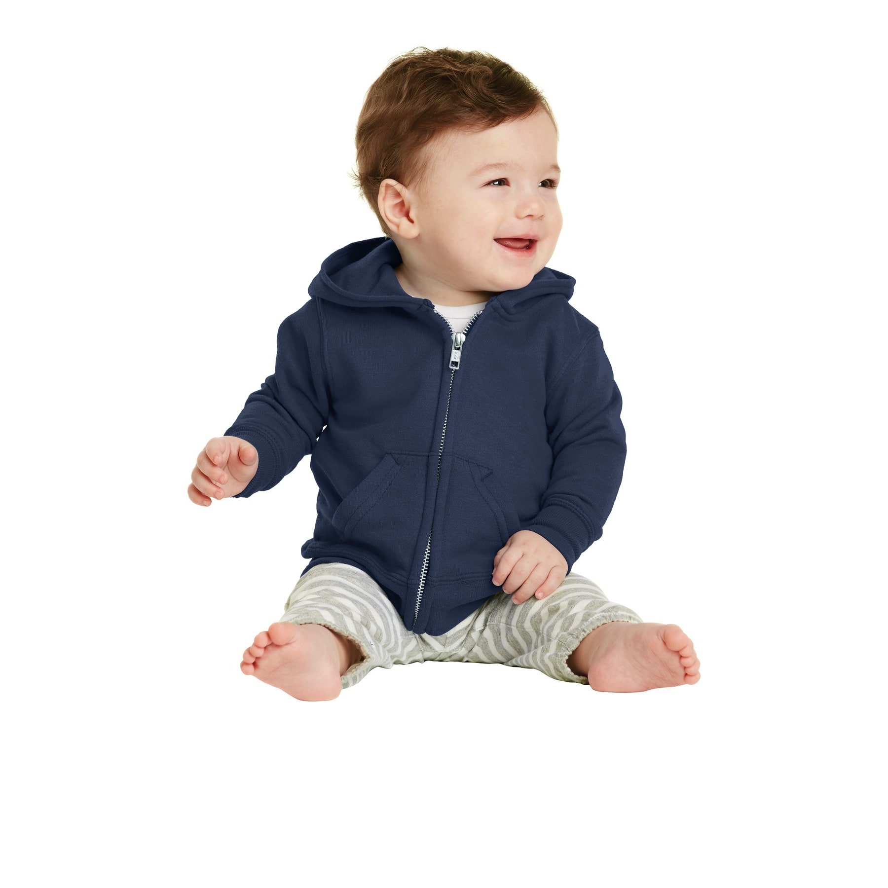 Port & Company® Core Fleece Full-Zip Hooded Infant Sweatshirt
