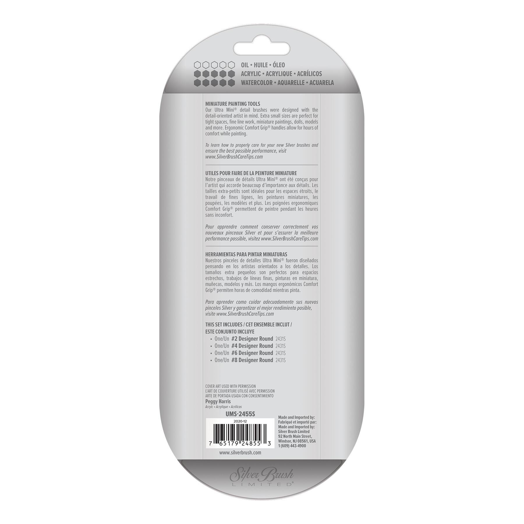 Silver Brush Limited Ultra Mini® White handles ultimate round Brushes, Set of 4