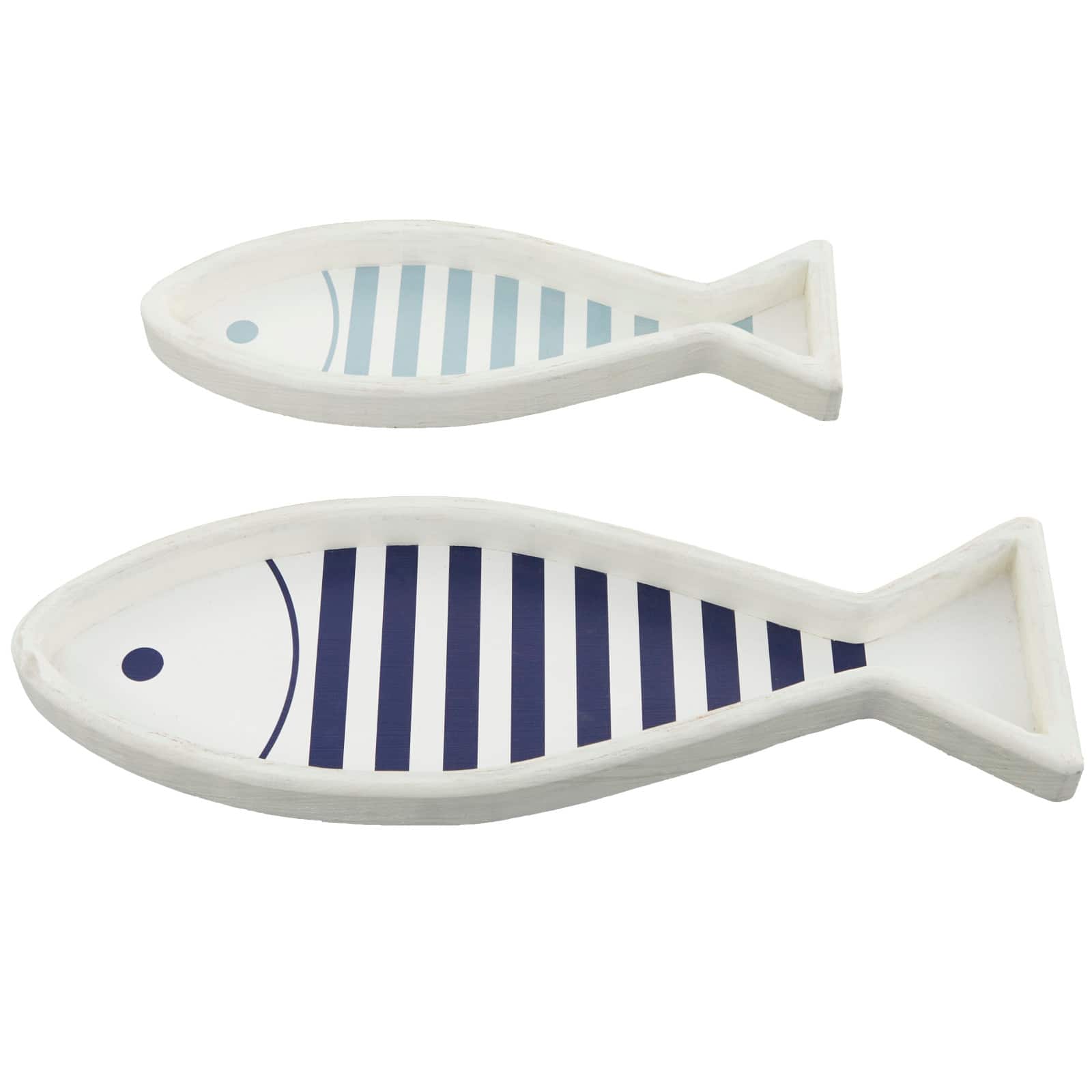 White Wood Fish Tray Set