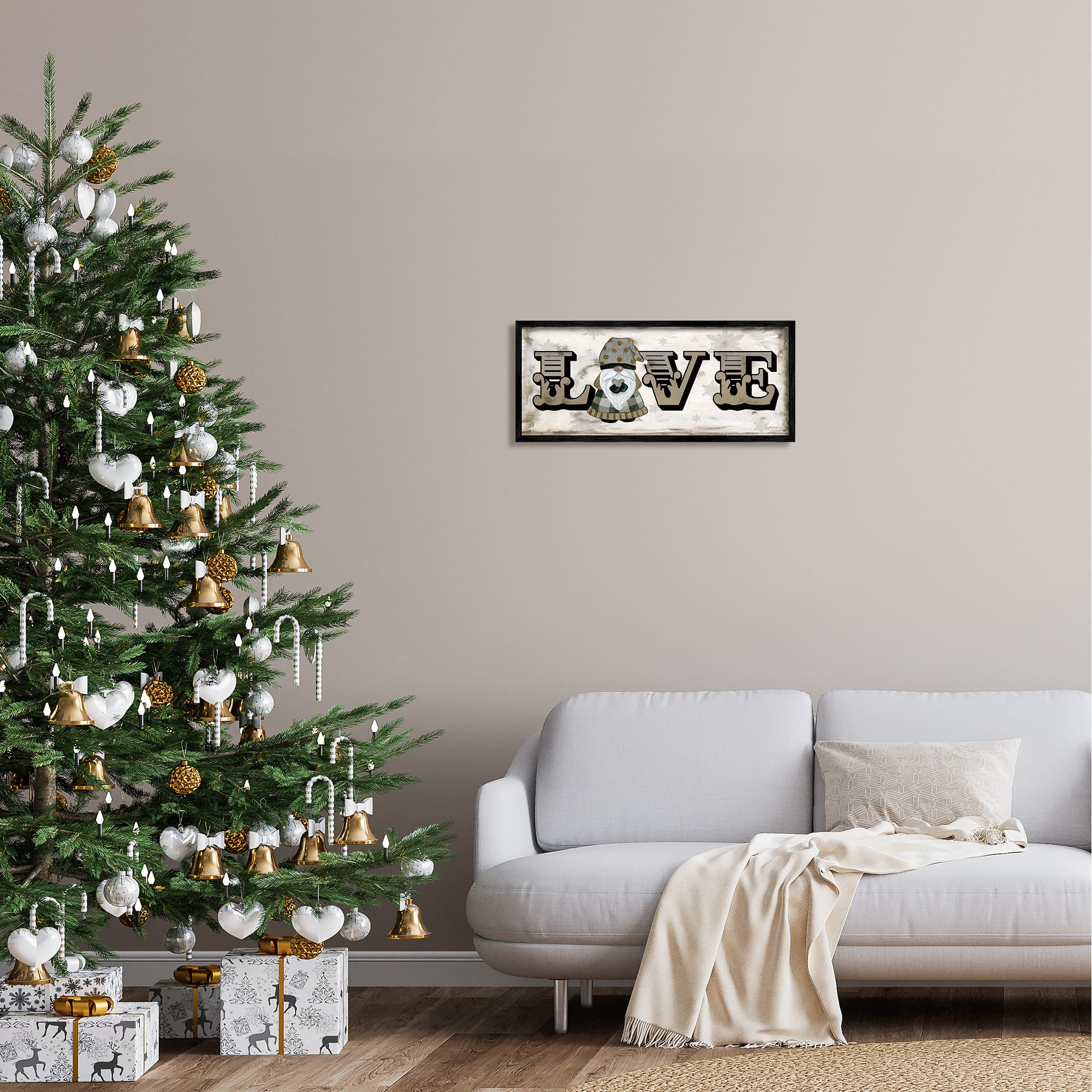 Stupell Industries Holiday Patterned Love Gnome Framed Giclee Art