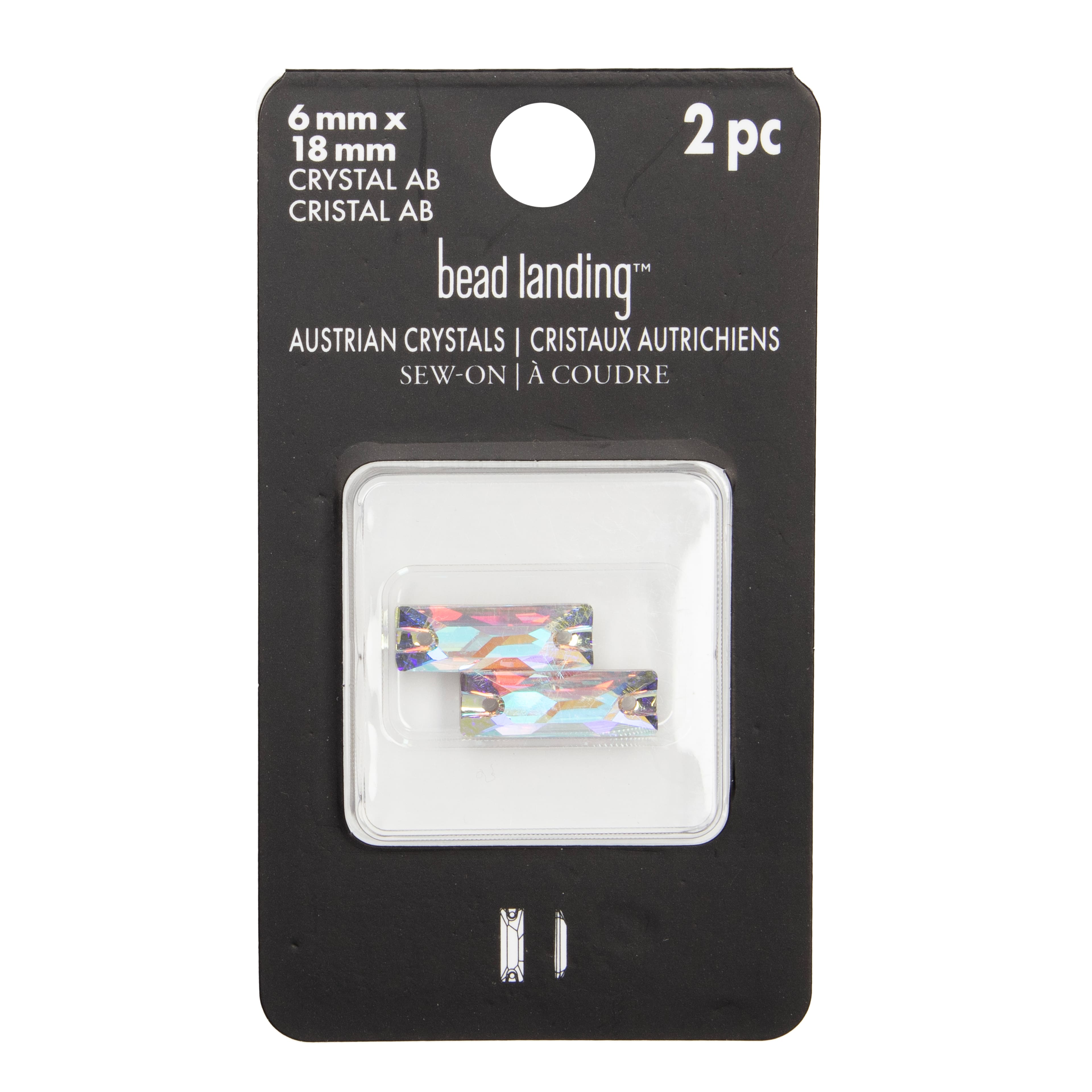 6 Packs: 2 ct. (12 total) 18mm Baguette Sew-On Austrian Crystals by Bead Landing™
