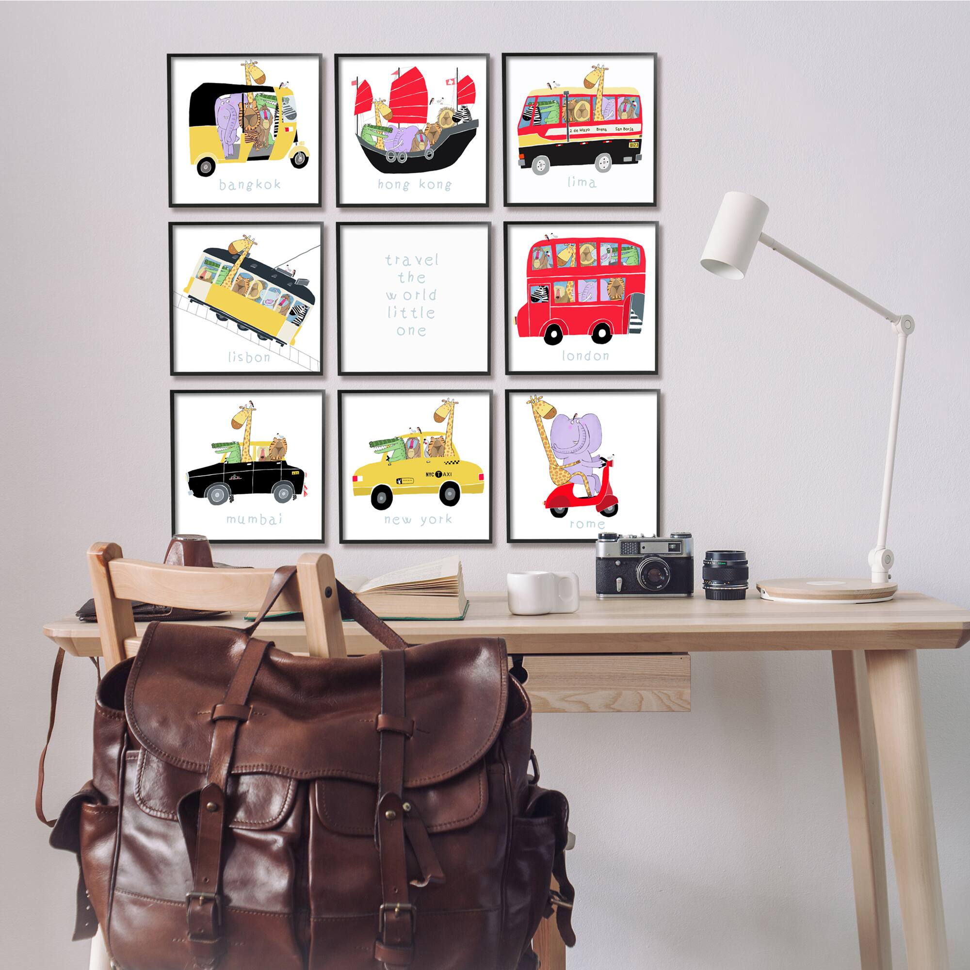 Stupell Industries Travel World Little One Kids' International Travel Transportation Framed Wall Art