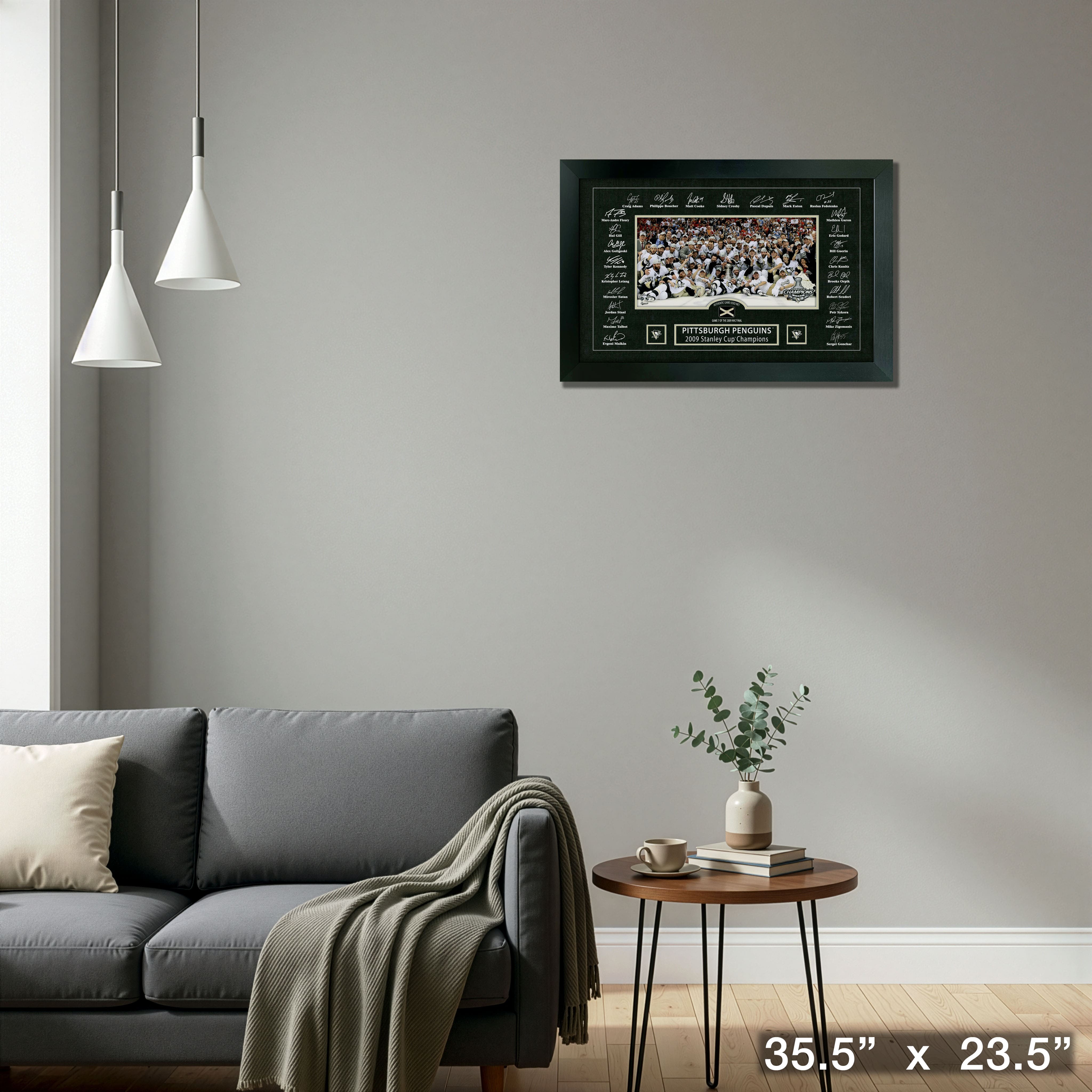 Pittsburgh Penguins 2009 Stanley Cup Replica Signature Frame with Game-Used Net 35.5" x 23.5"