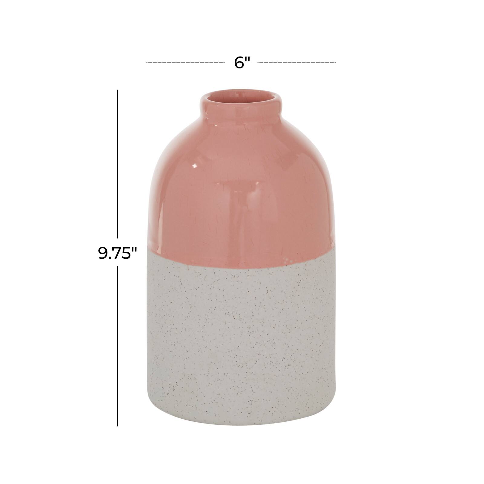 Pink Ceramic Modern Vase, 10" x 6" x 6"