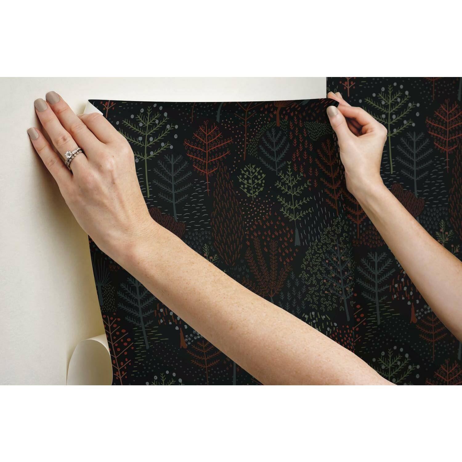 RoomMates Folklore Trees Peel & Stick Wallpaper