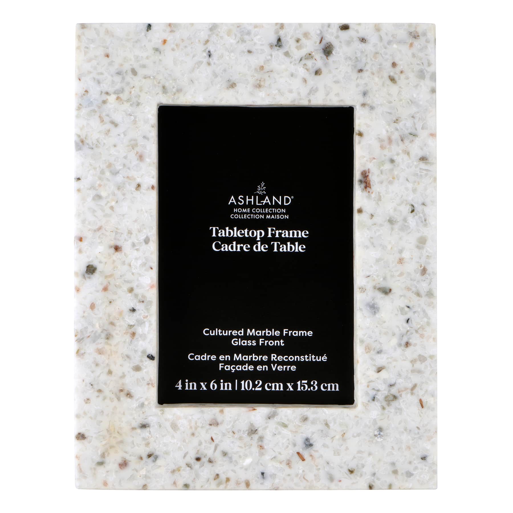 Home 4" x 6" White & Gray Cultured Marble Tabletop Frame by Ashland®