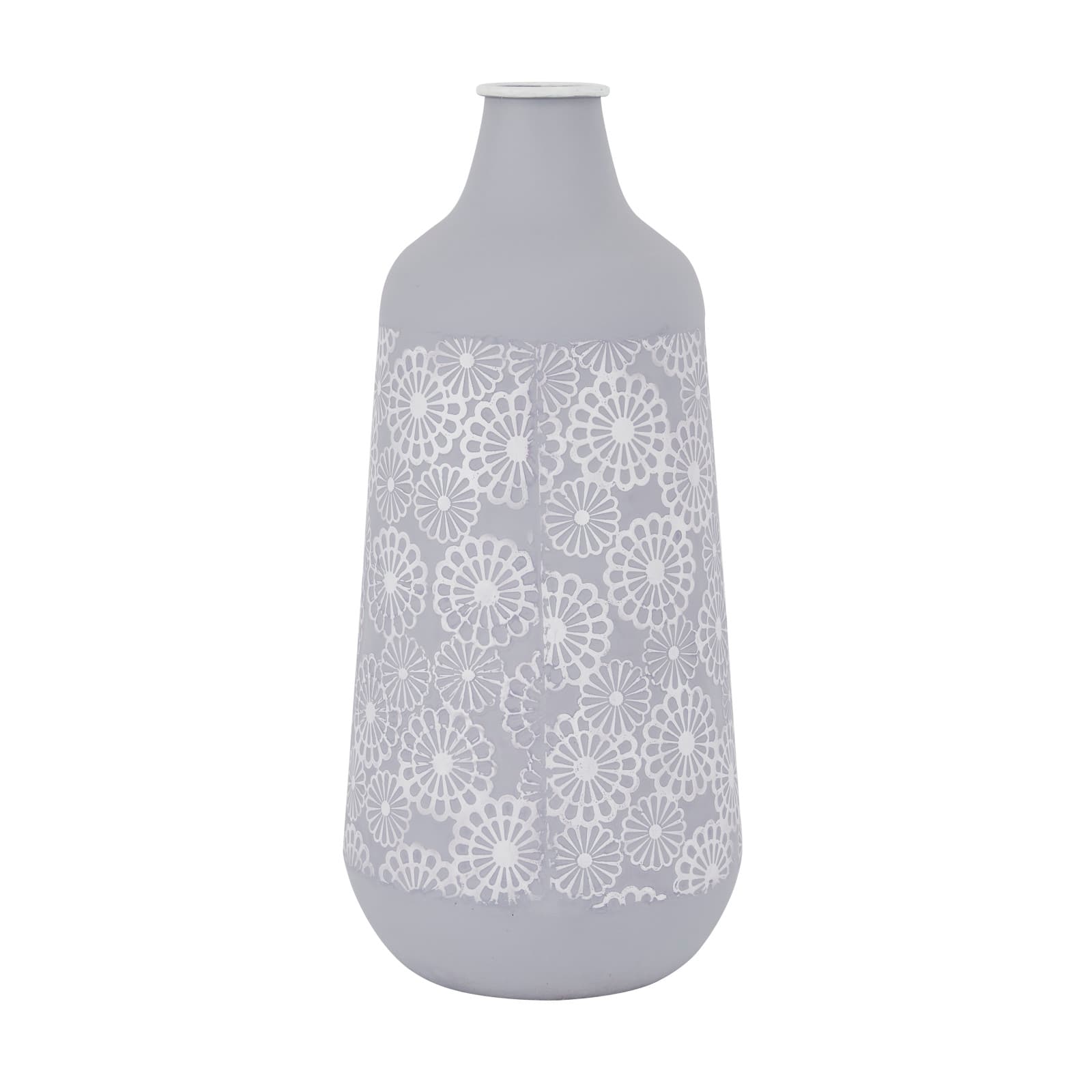 Grey Iron French Country Vase, 22" x 10" x 10"
