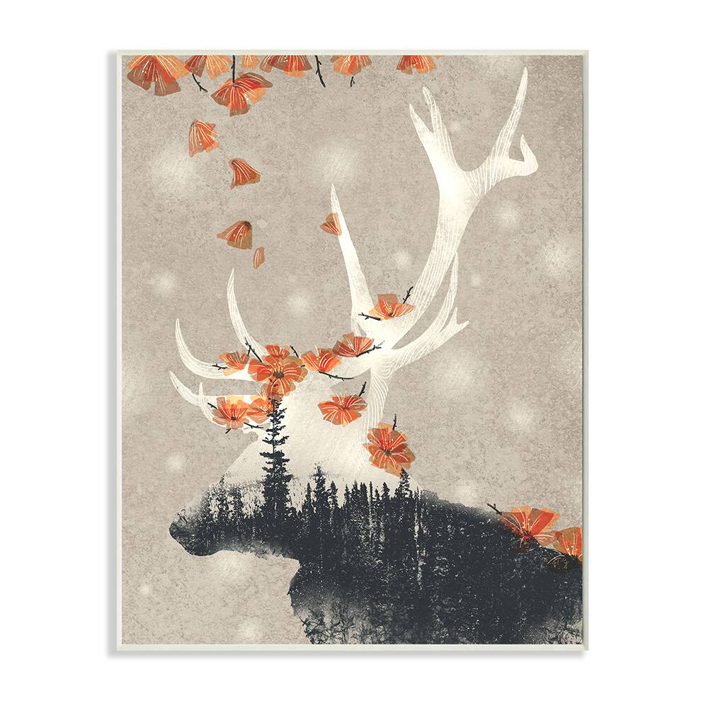 Stupell Industries Tree Forest Elk Silhouette Wall Plaque