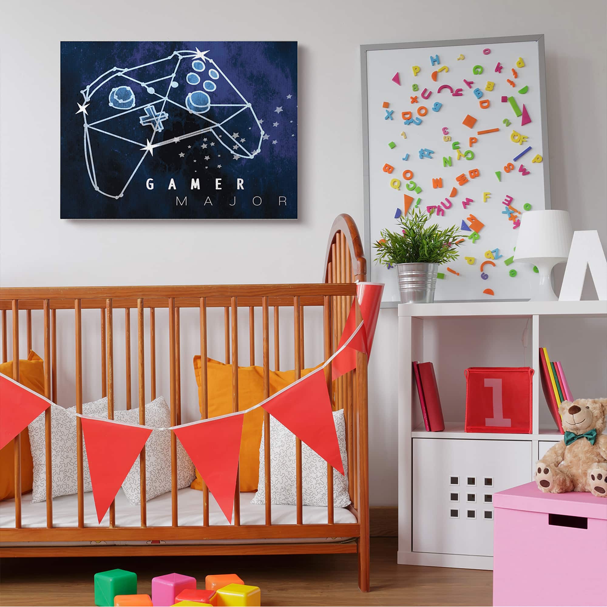 Stupell Industries Gamer Major Phrase Controller Constellation Outer Space Canvas Wall Art