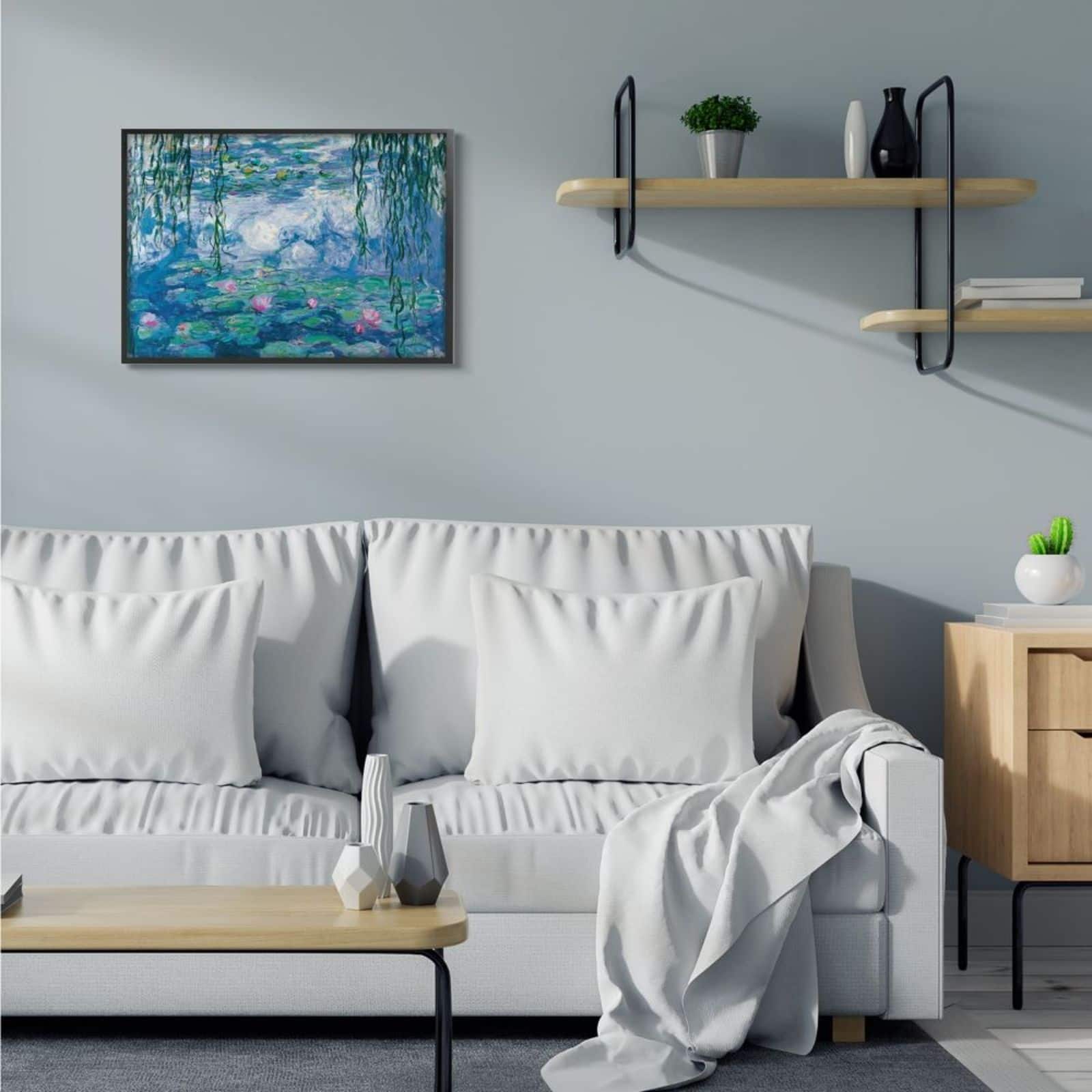 Stupell Industries Classic Water Lilies Painting Monet Pond Detail Black Framed Giclee Textured Wall Art