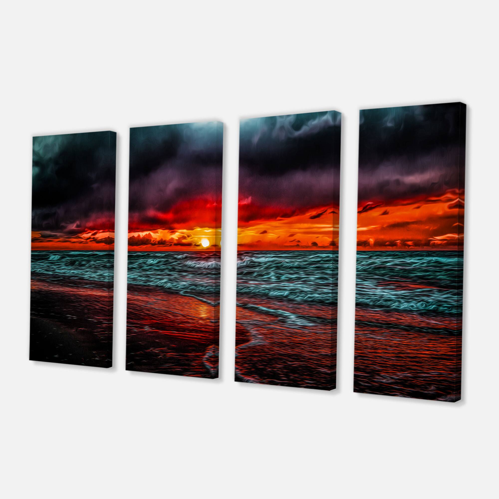 Designart - Red Sunset over Blue Waters