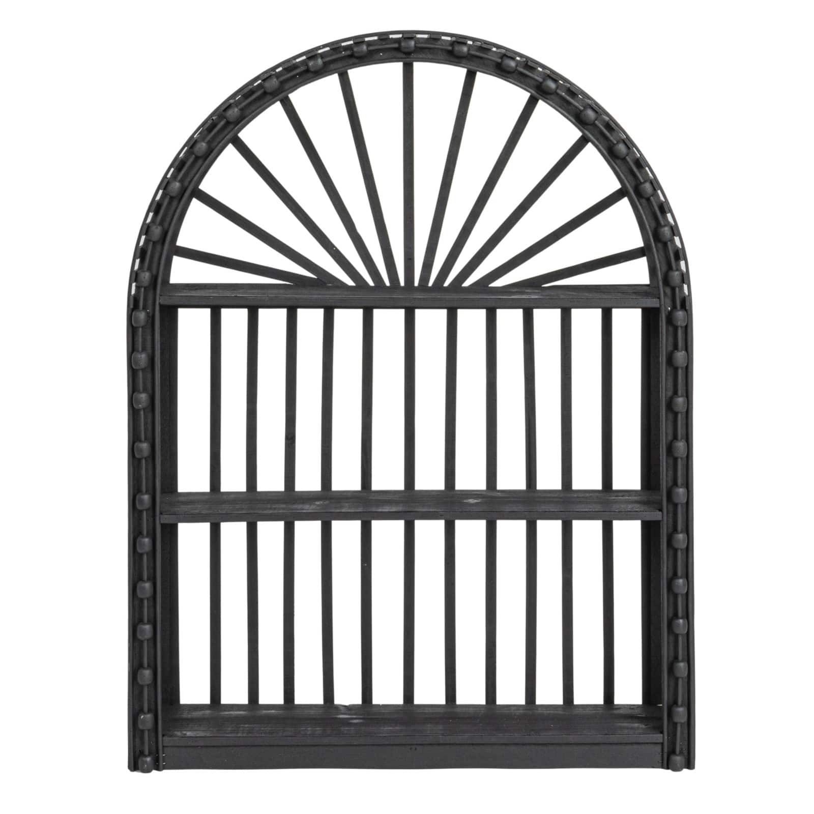 Hello Honey® Black Arched Bamboo & Wood Wall Shelf