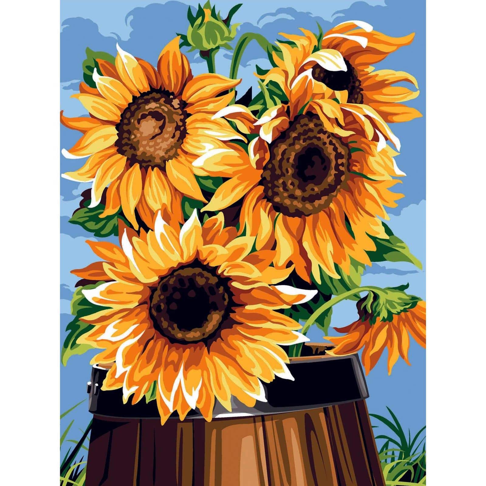 Seg De Paris The Barrel Canvas Sunflowers Printed Tapestry Needlepoint canvas