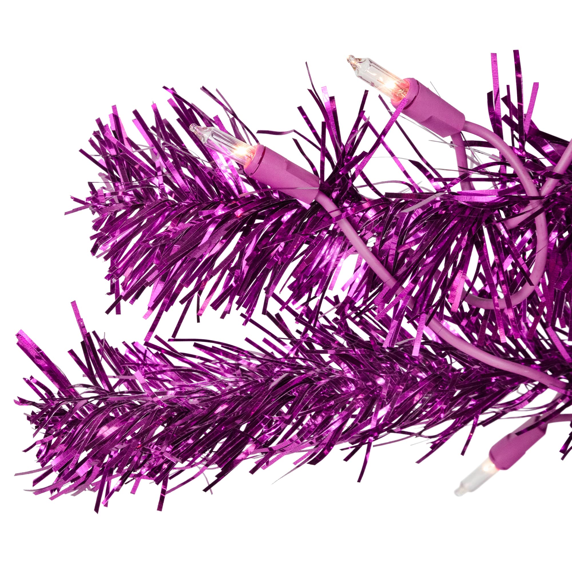 3ft. Pre-Lit Purple Artificial Tinsel Christmas Tree, Clear Lights